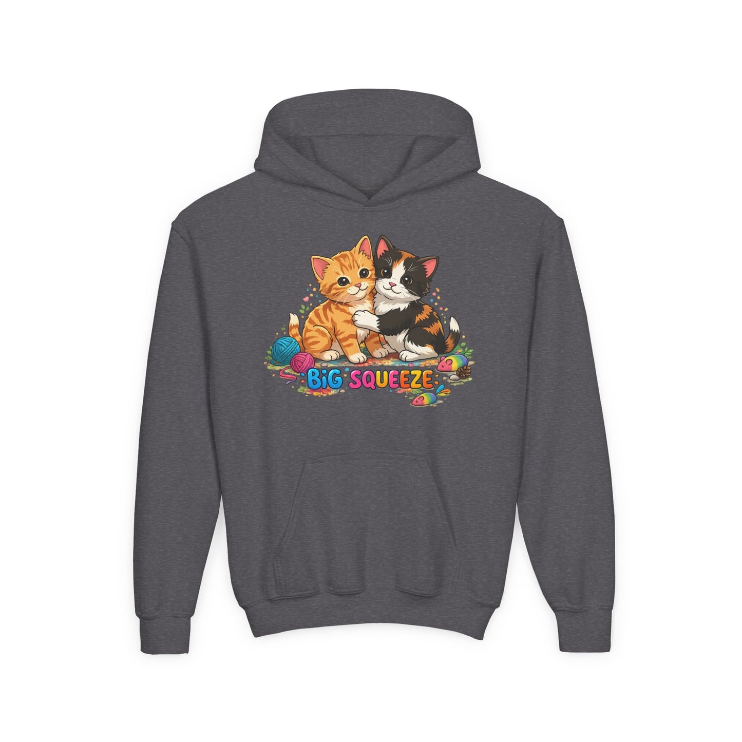 Big Squeeze Kitten Youth Heavy Blend Hooded Sweatshirt