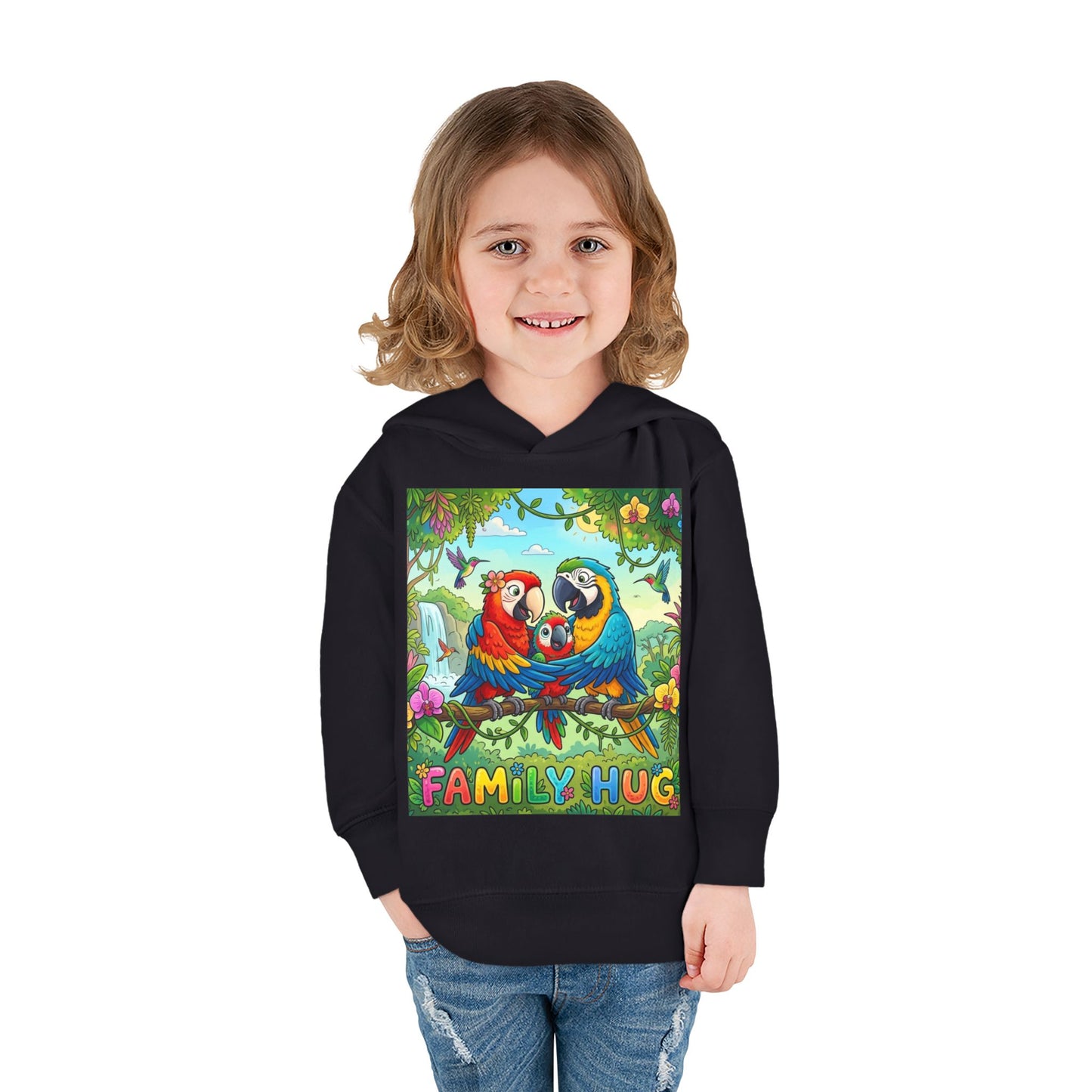 Family Hug Macaw Toddler Pullover Fleece Hoodie