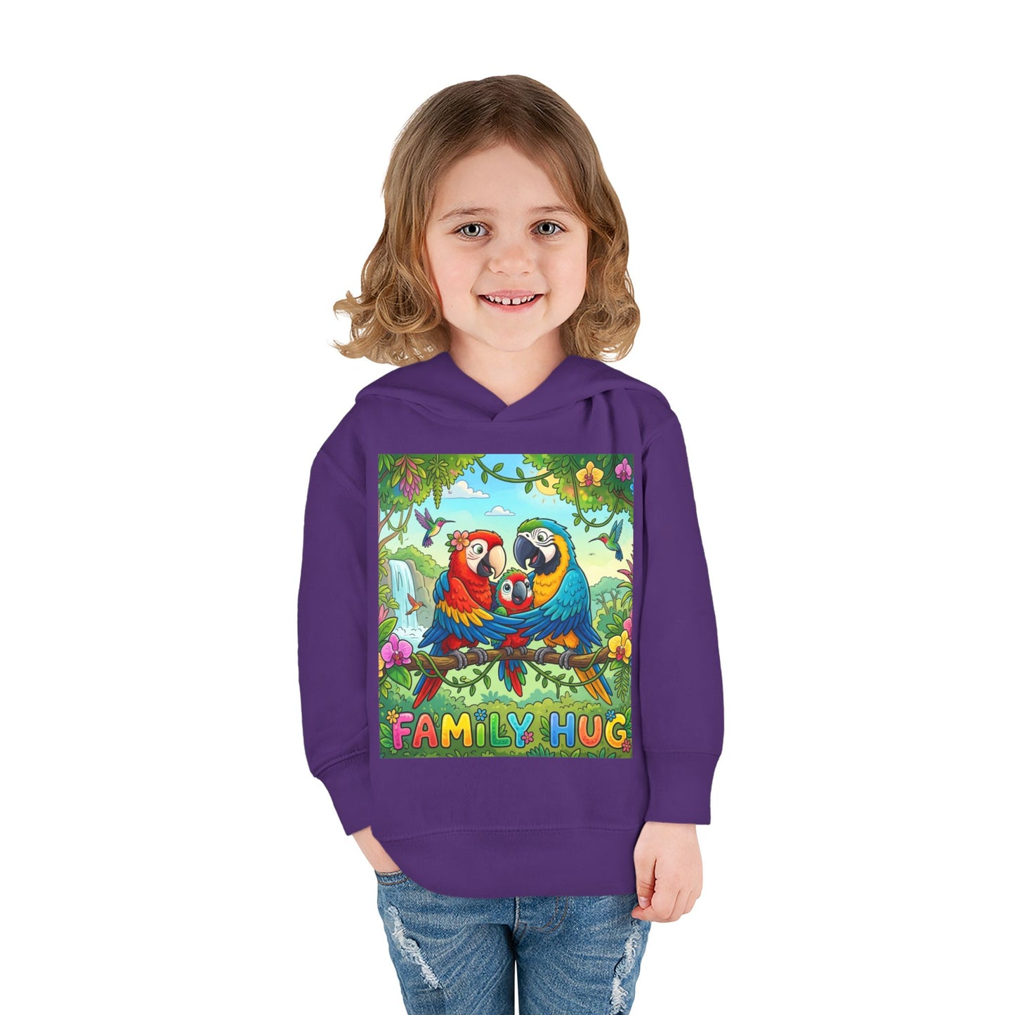 Family Hug Macaw Toddler Pullover Fleece Hoodie