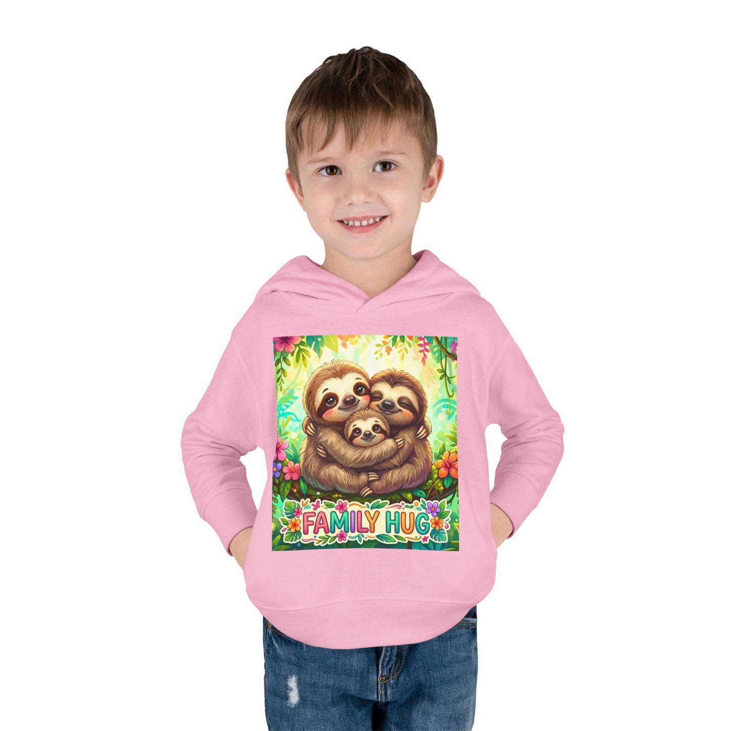 Family Hug Sloth Toddler Pullover Fleece Hoodie