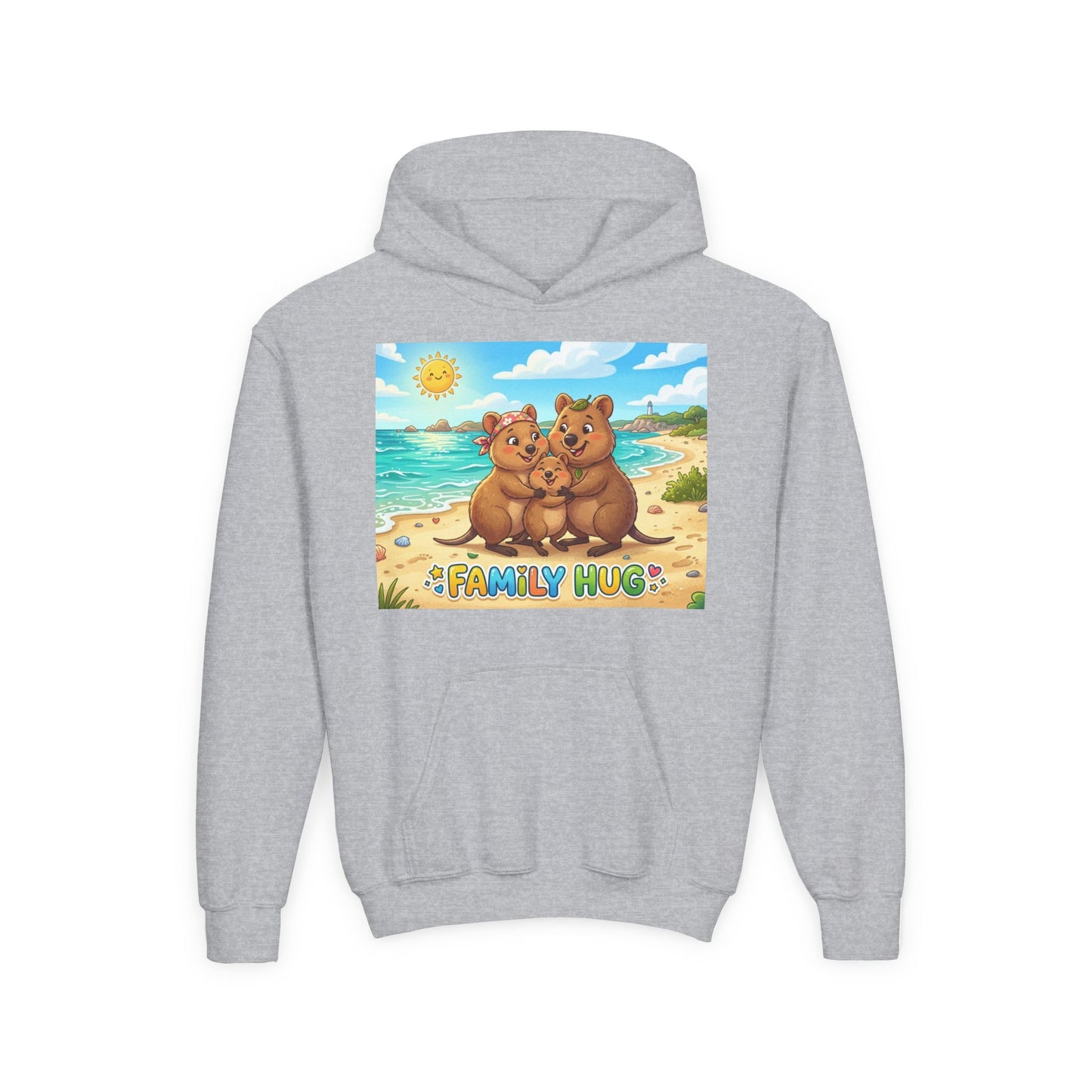 Family Hug Quokka Youth Heavy Blend Hooded Sweatshirt