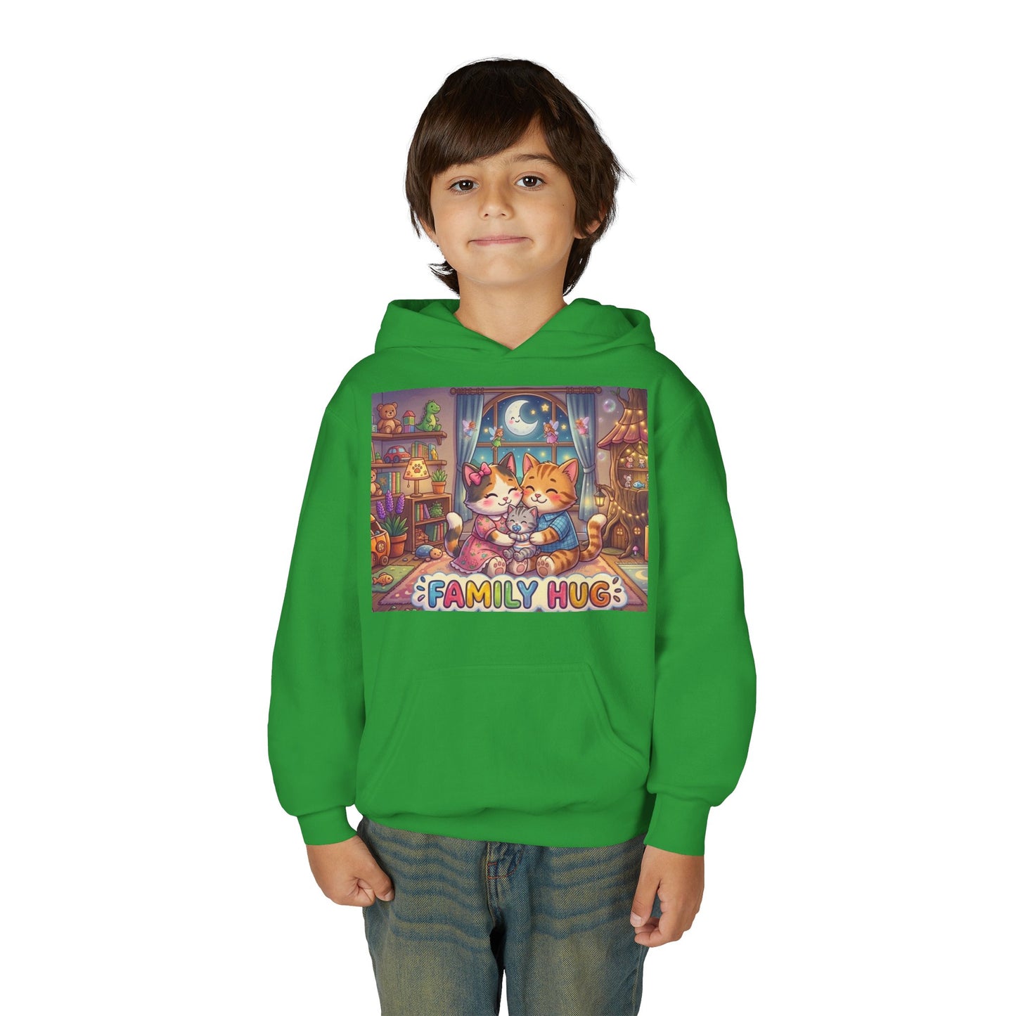 Family Hug Kitten Youth Heavy Blend Hooded Sweatshirt