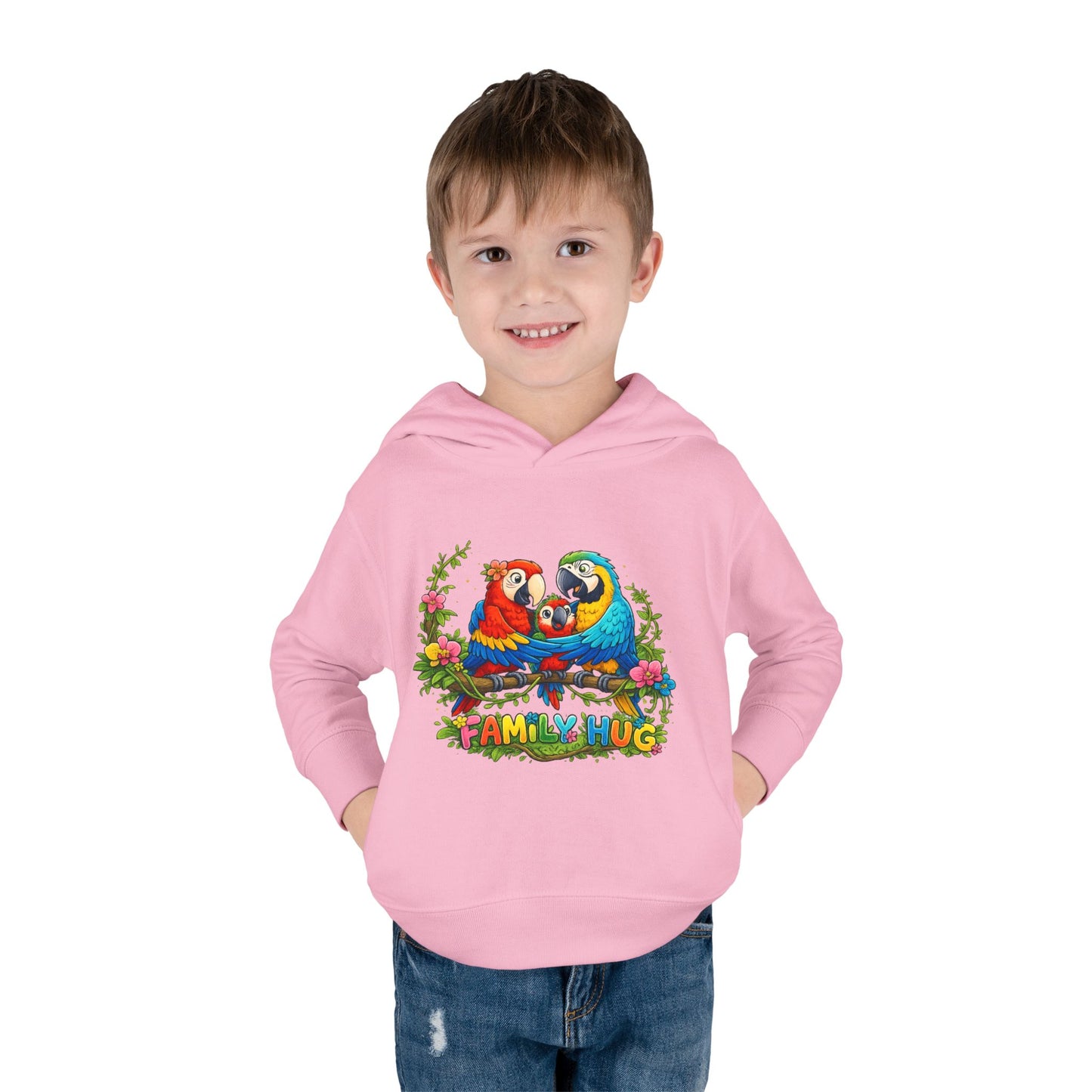 Family Hug Macaw Toddler Pullover Fleece Hoodie