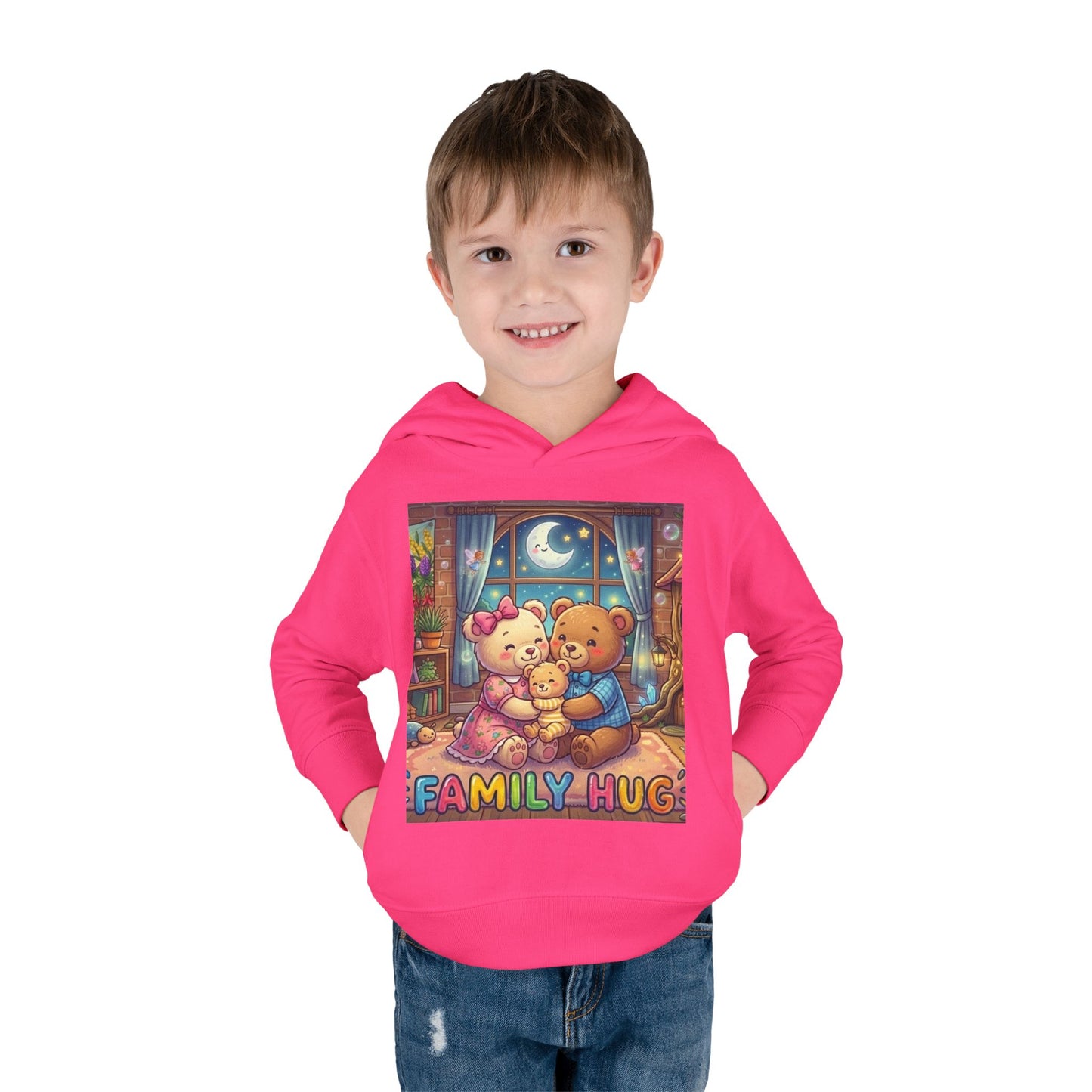 Family Hug Teddy Toddler Pullover Fleece Hoodie