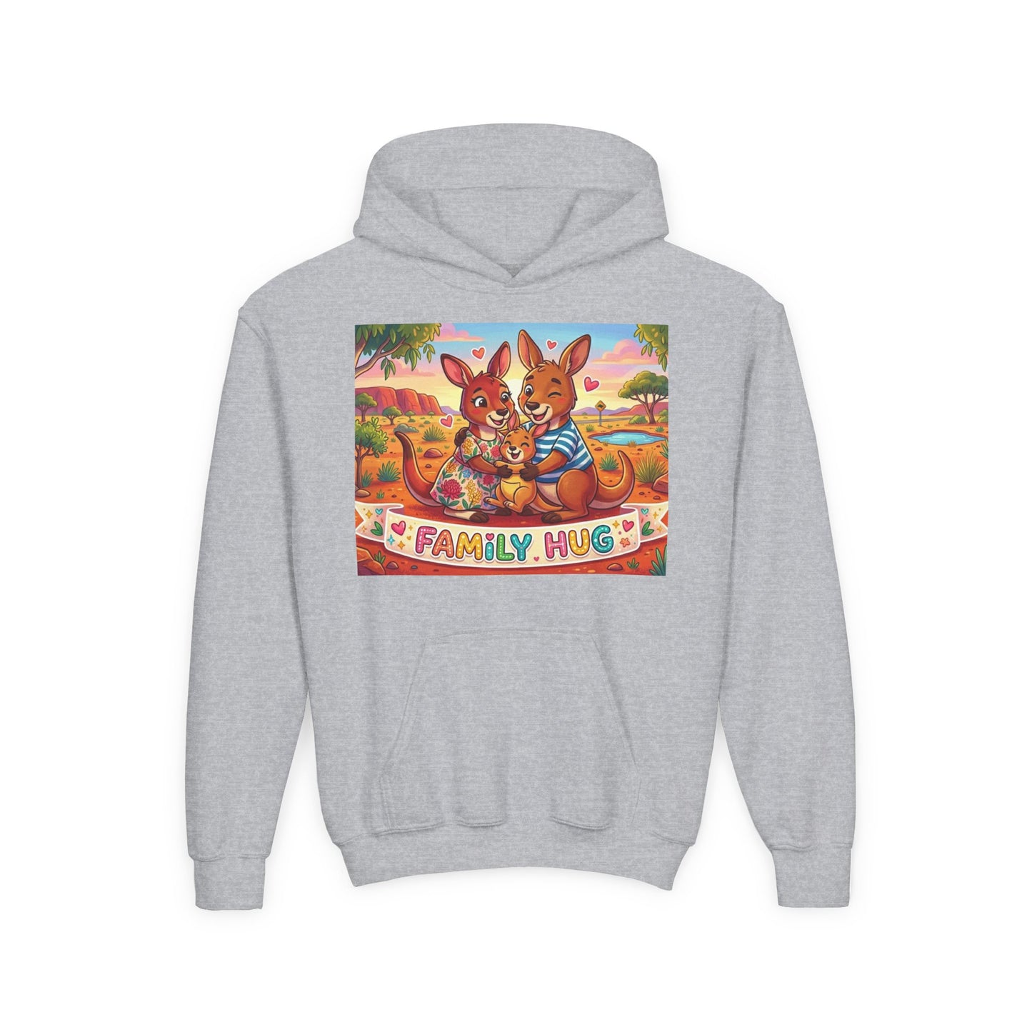 Family Hug Kangaroo Youth Heavy Blend Hooded Sweatshirt