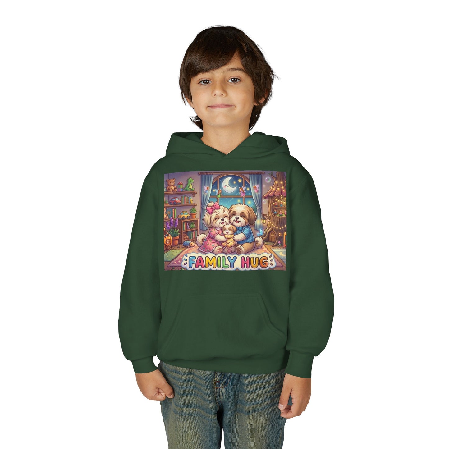 Family Hug Shih Tzu Youth Heavy Blend Hooded Sweatshirt