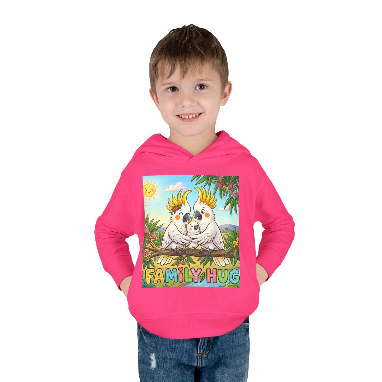 Family Hug Cockatoo Toddler Pullover Fleece Hoodie