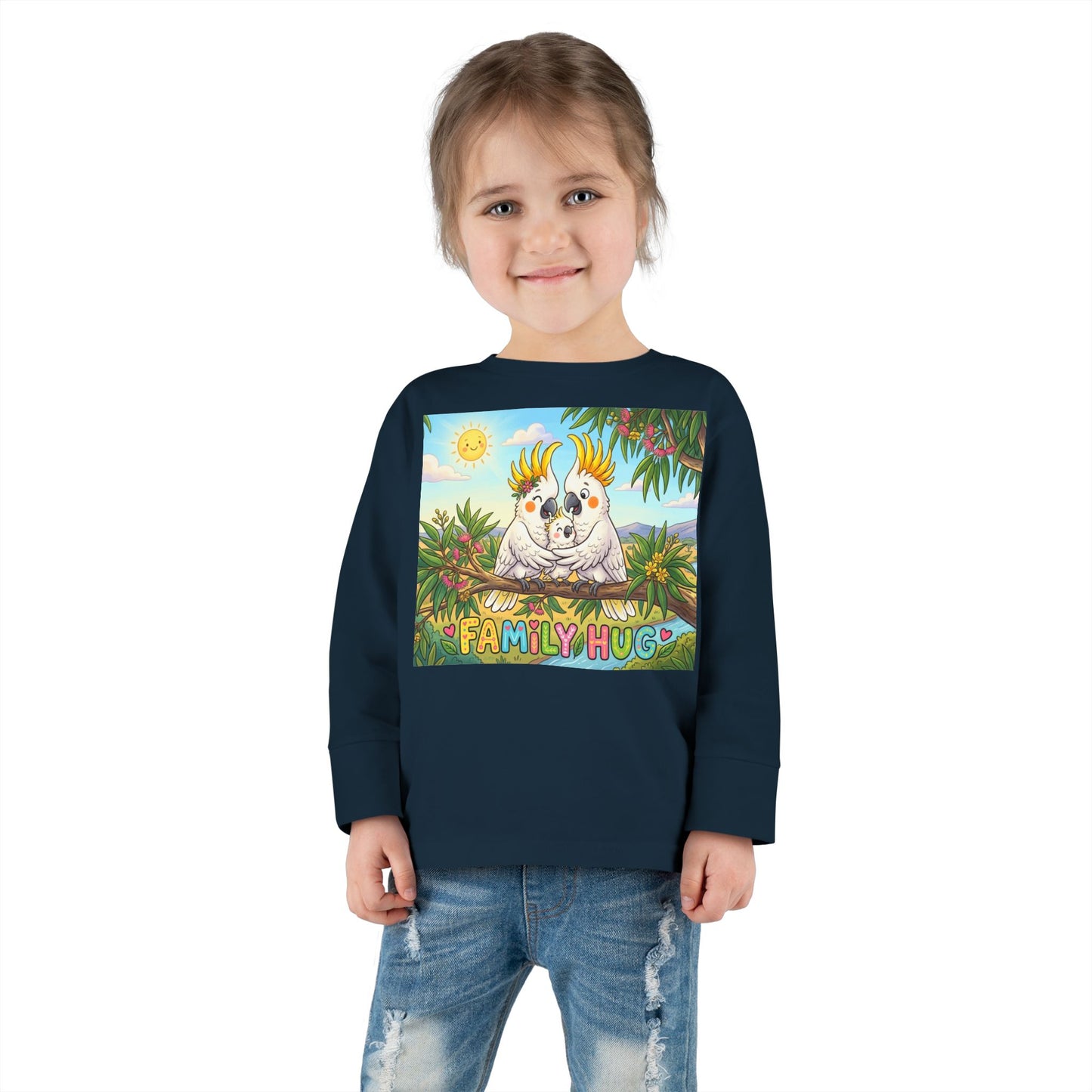 Family Hug Cockatoo Toddler Long Sleeve Tee
