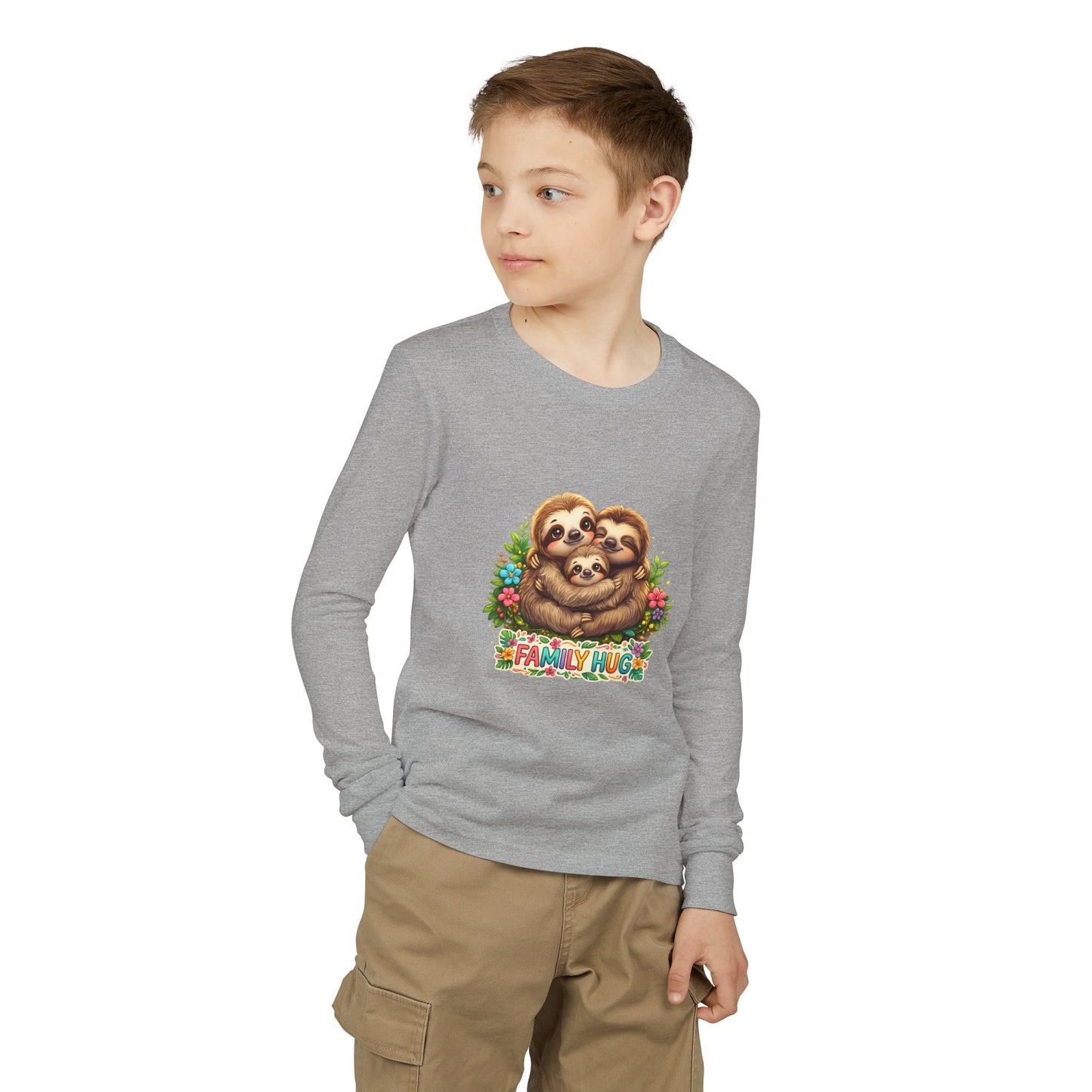 Family Hug Sloth Youth Jersey Long Sleeve Tee