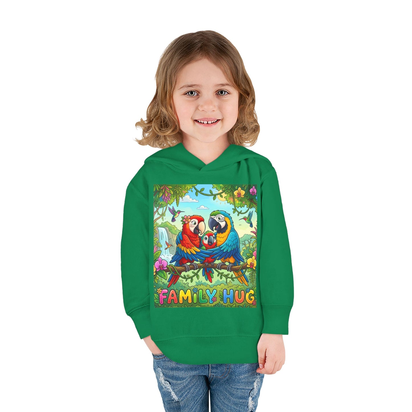 Family Hug Macaw Toddler Pullover Fleece Hoodie