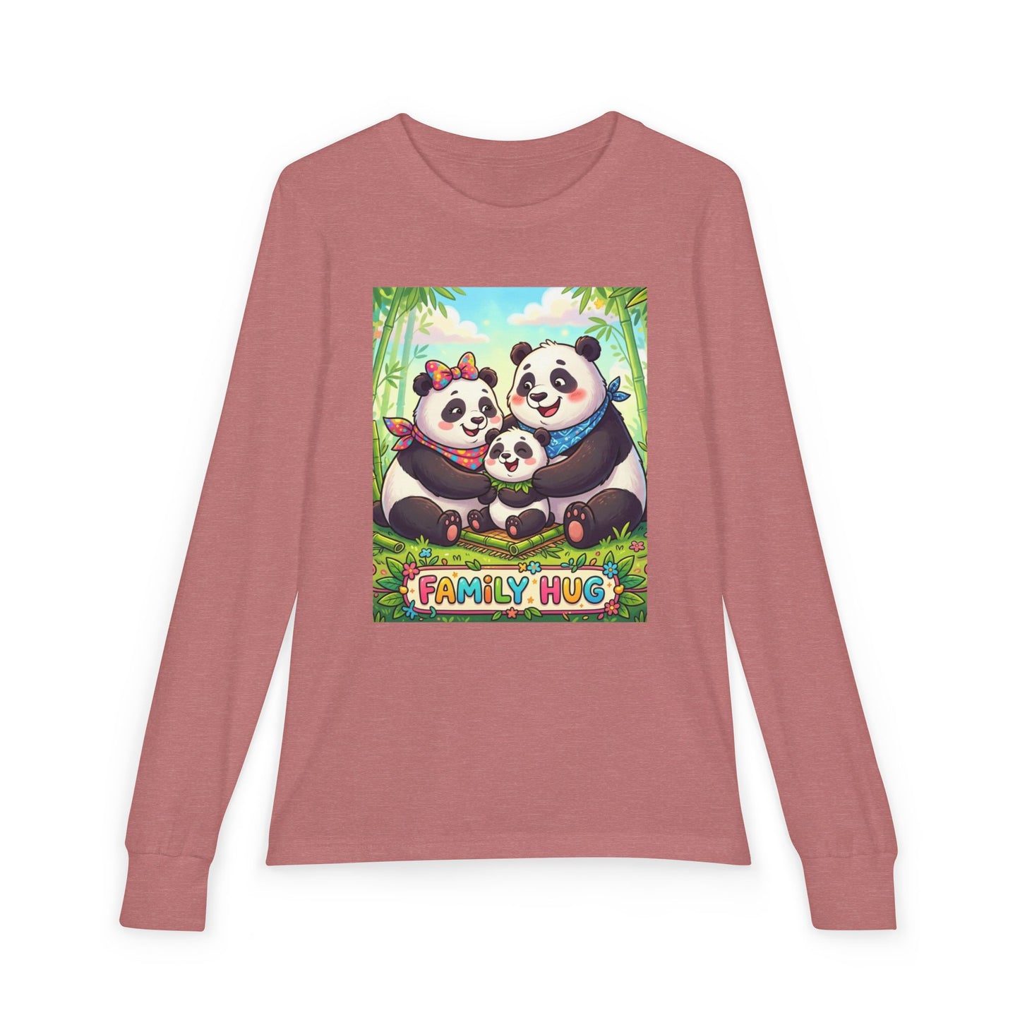 Family Hug Panda Youth Jersey Long Sleeve Tee