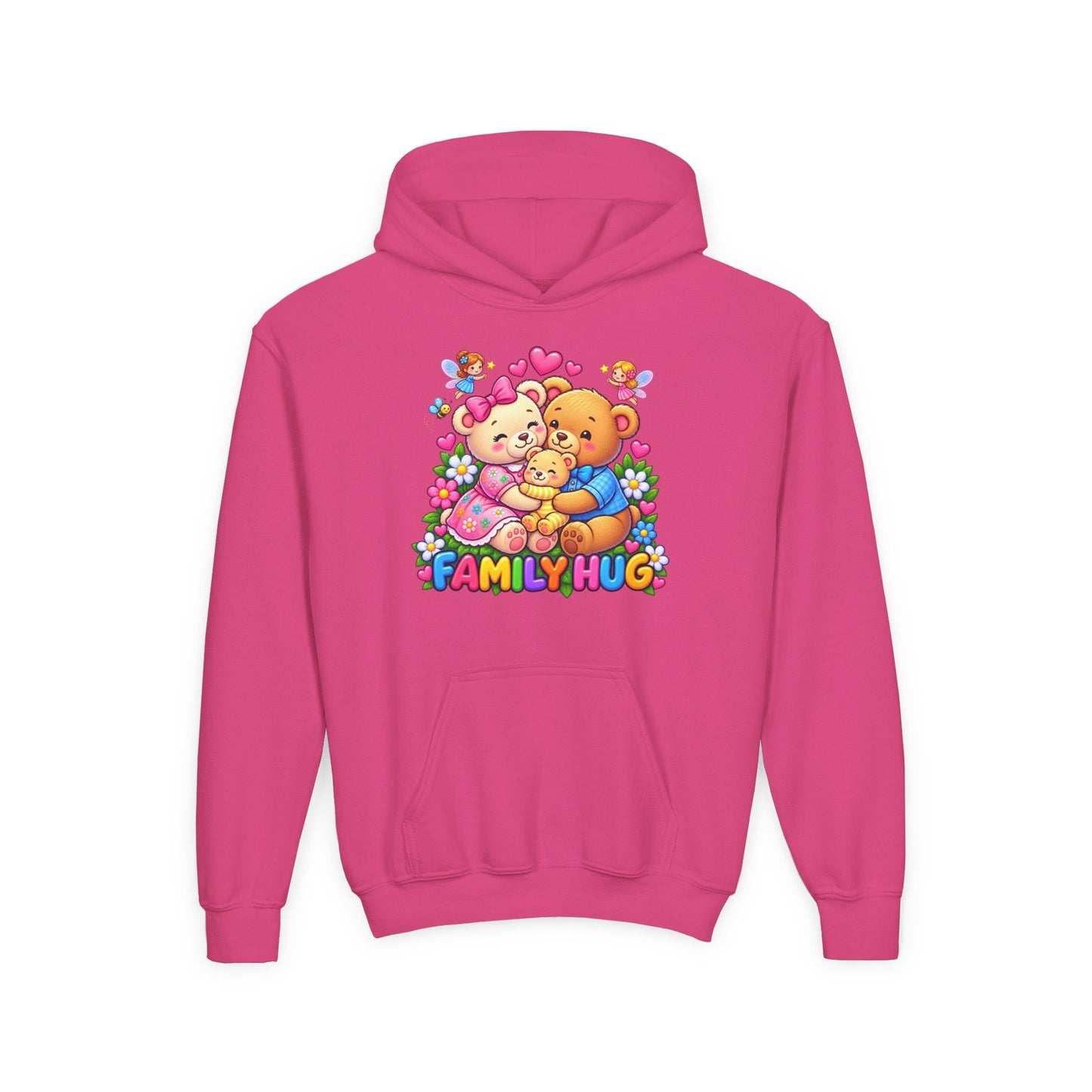 Family Hug Teddy Youth Heavy Blend Hooded Sweatshirt