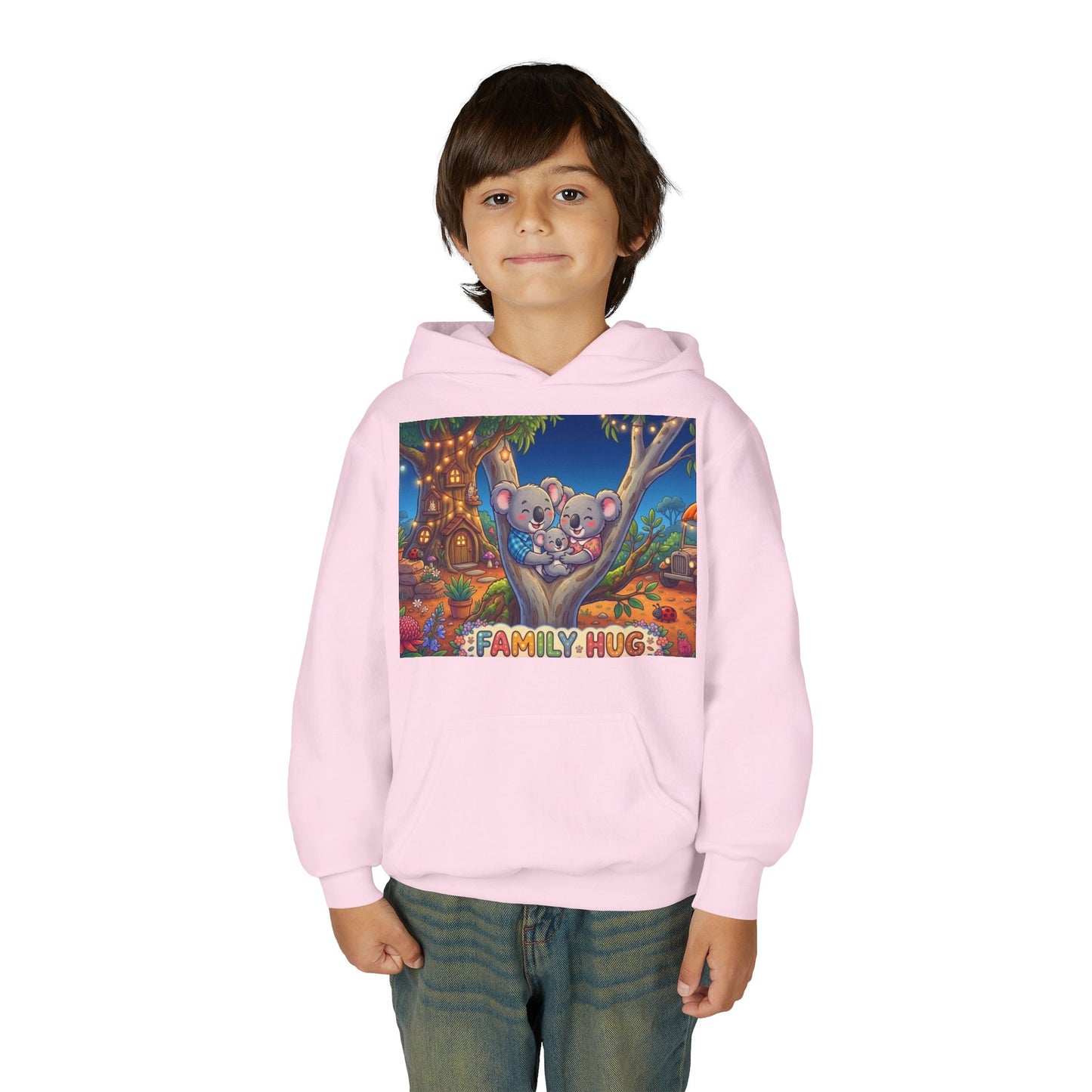 Family Hug Koala Youth Heavy Blend Hooded Sweatshirt