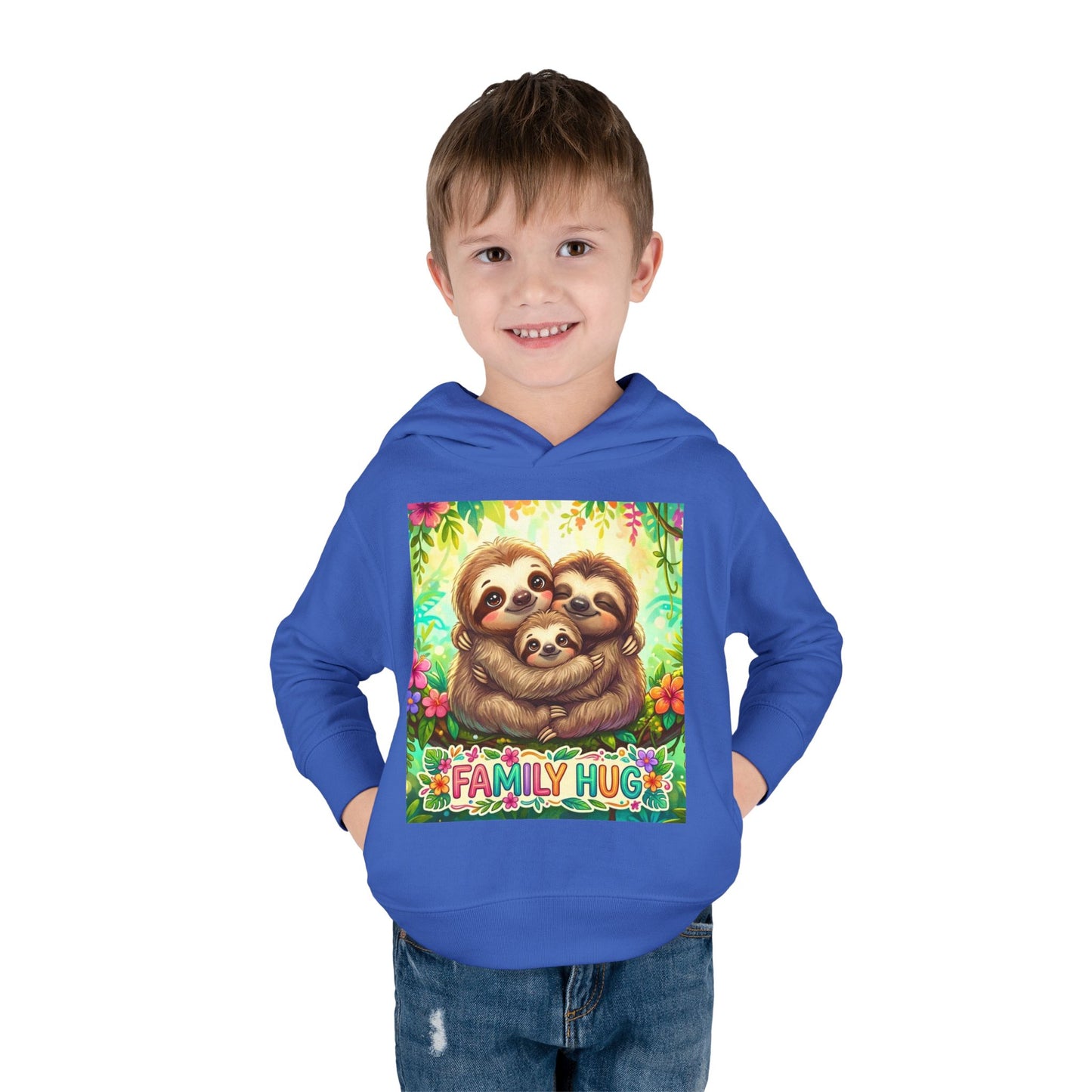 Family Hug Sloth Toddler Pullover Fleece Hoodie