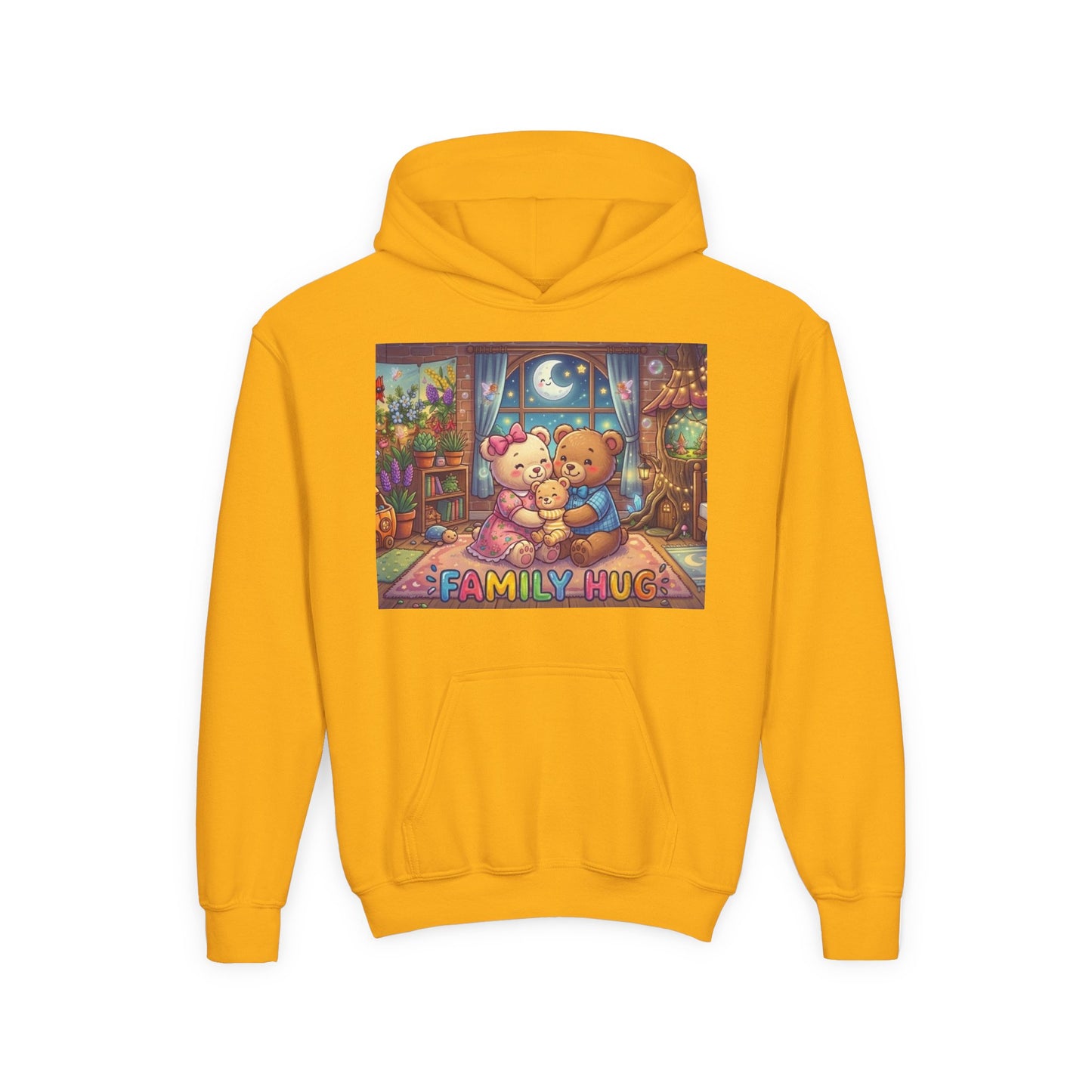 Family Hug Teddy Youth Heavy Blend Hooded Sweatshirt