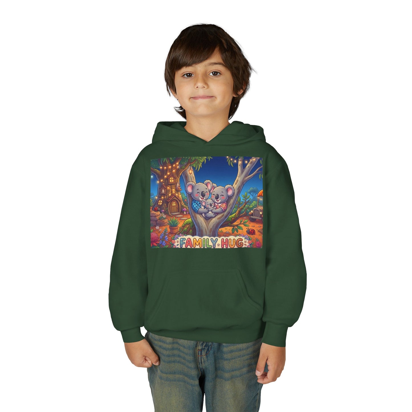 Family Hug Koala Youth Heavy Blend Hooded Sweatshirt