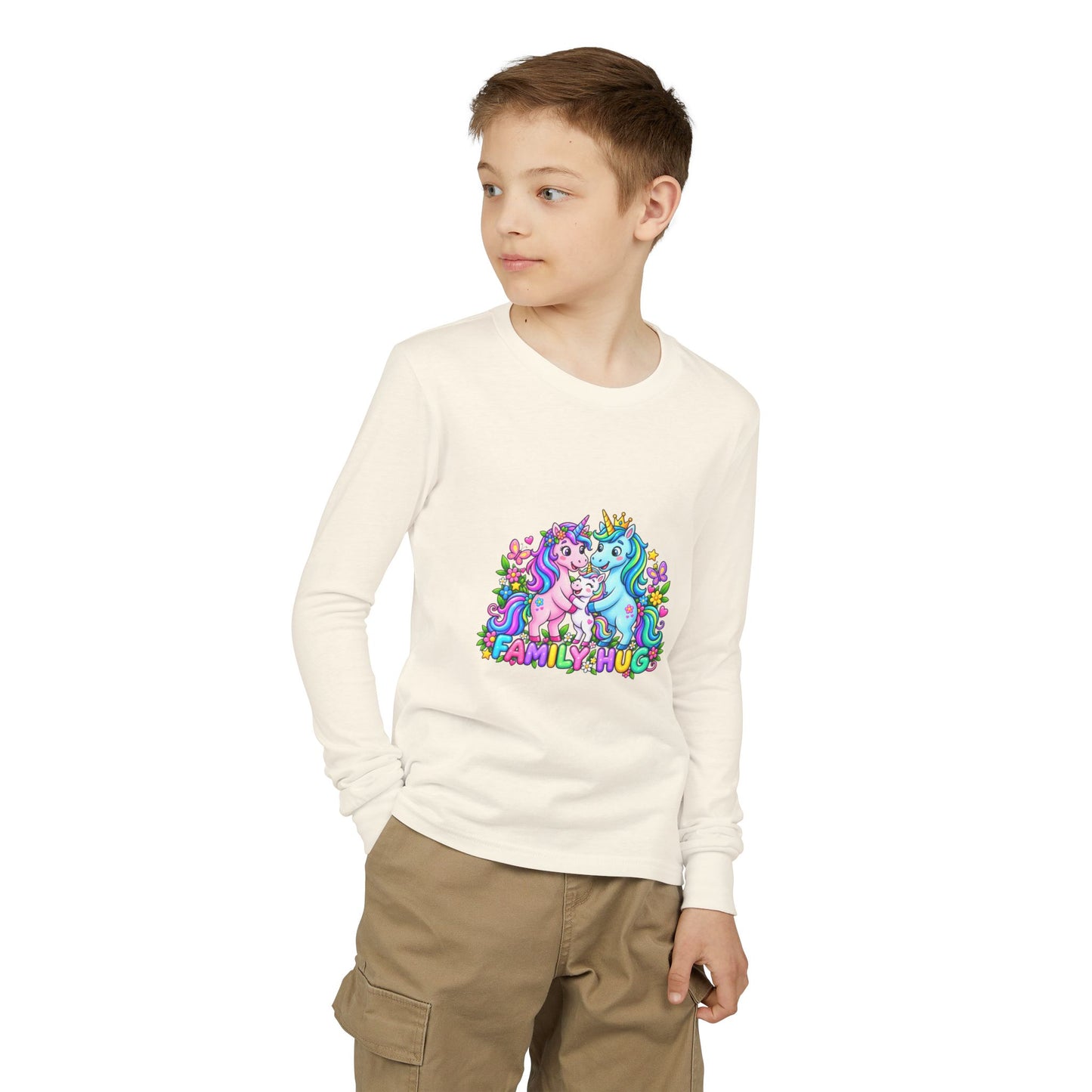 Family Hug Unicorn Youth Jersey Long Sleeve Tee