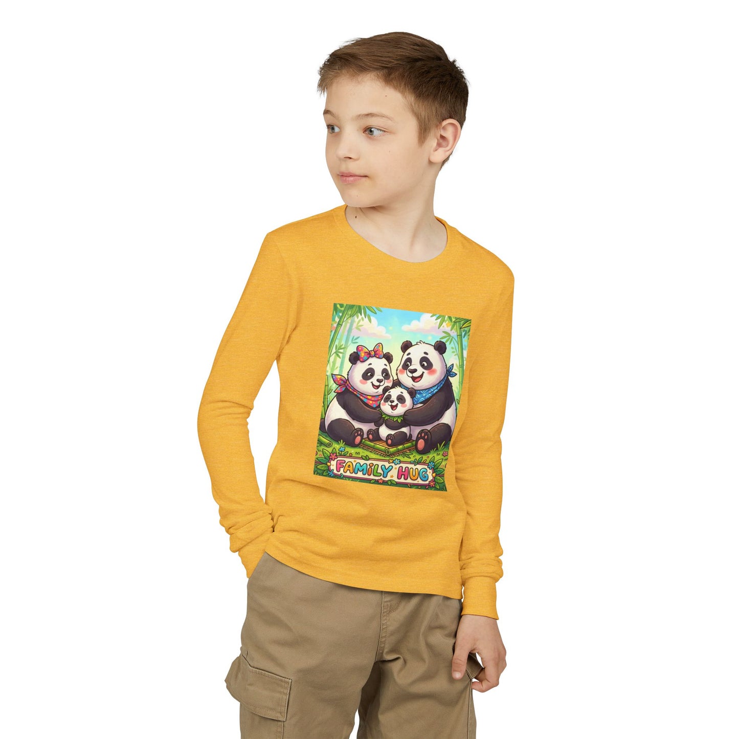 Family Hug Panda Youth Jersey Long Sleeve Tee