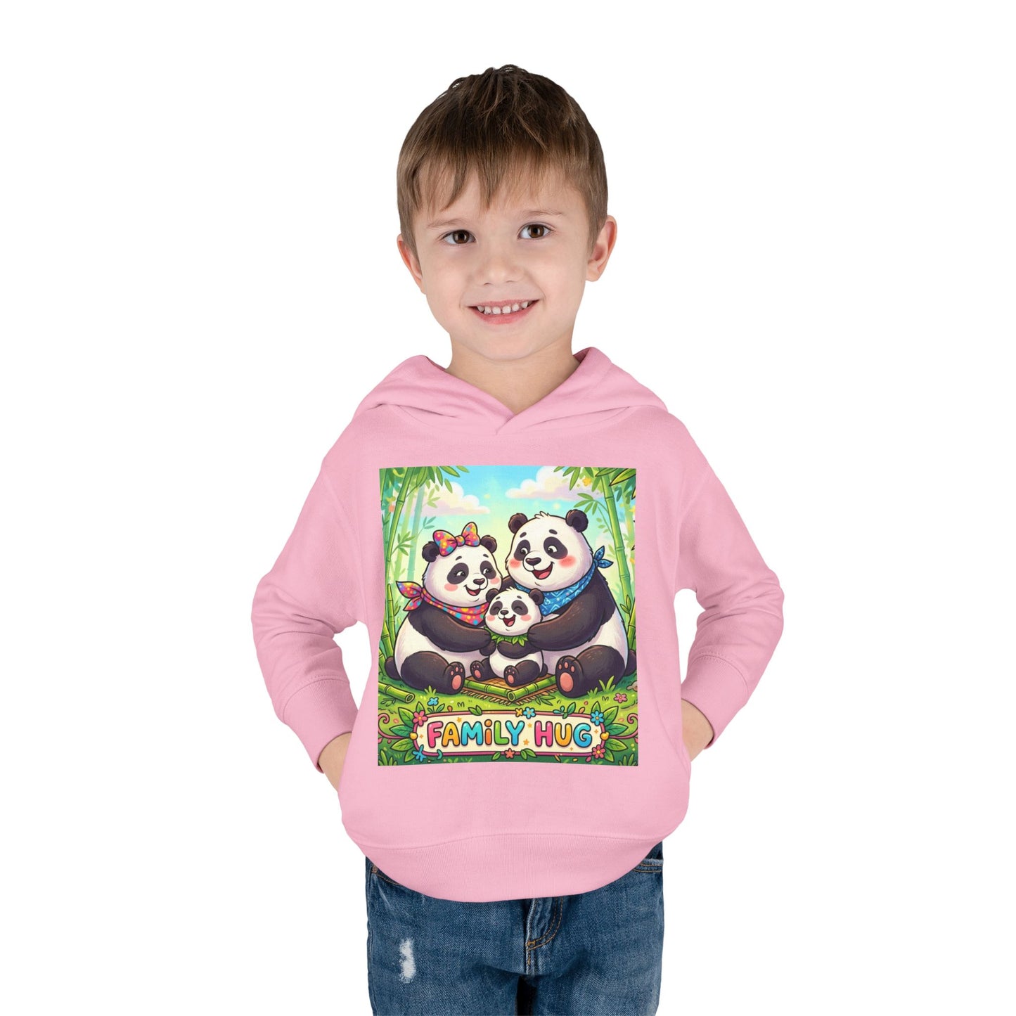Family Hug Panda Toddler Pullover Fleece Hoodie