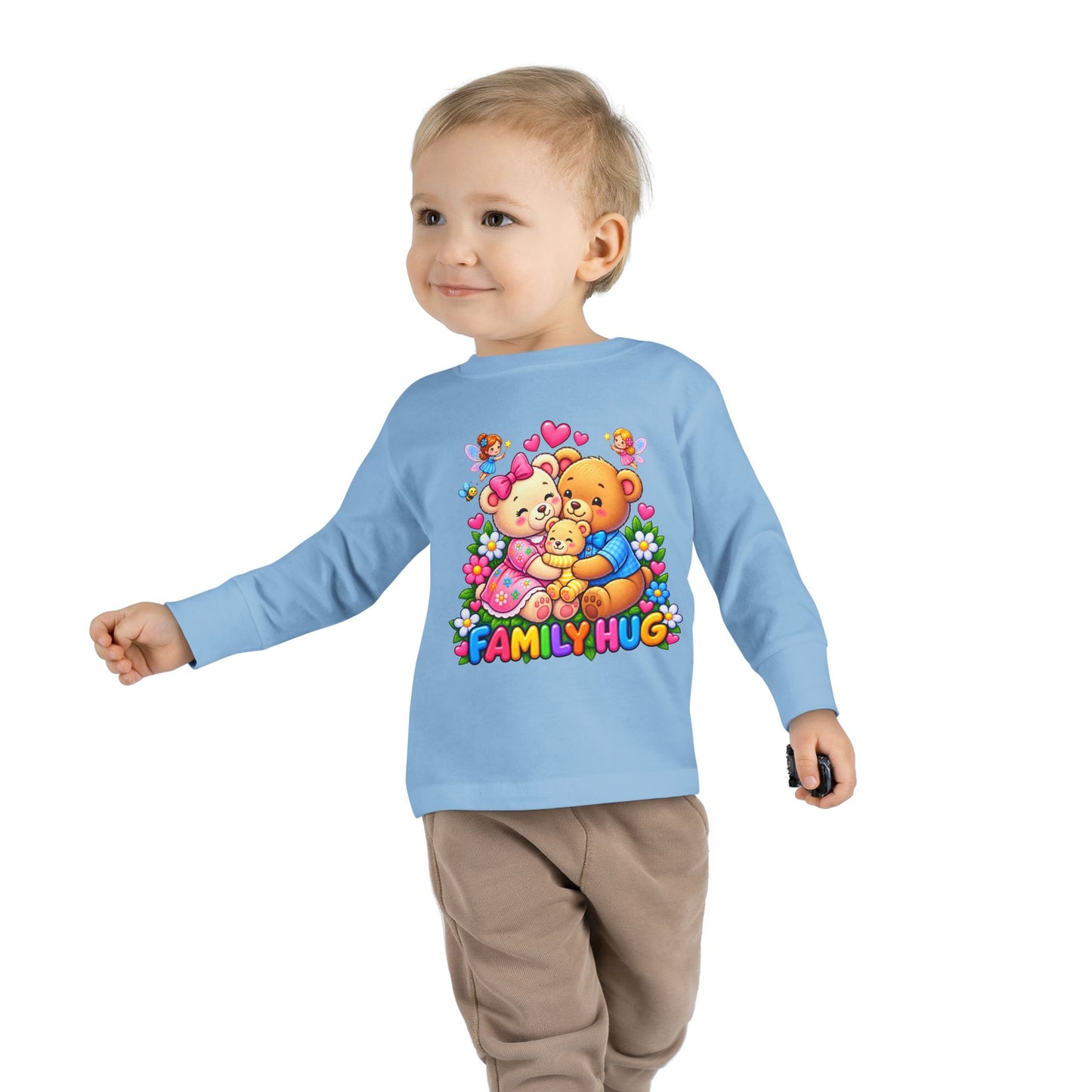 Family Hug Teddy Toddler Long Sleeve Tee