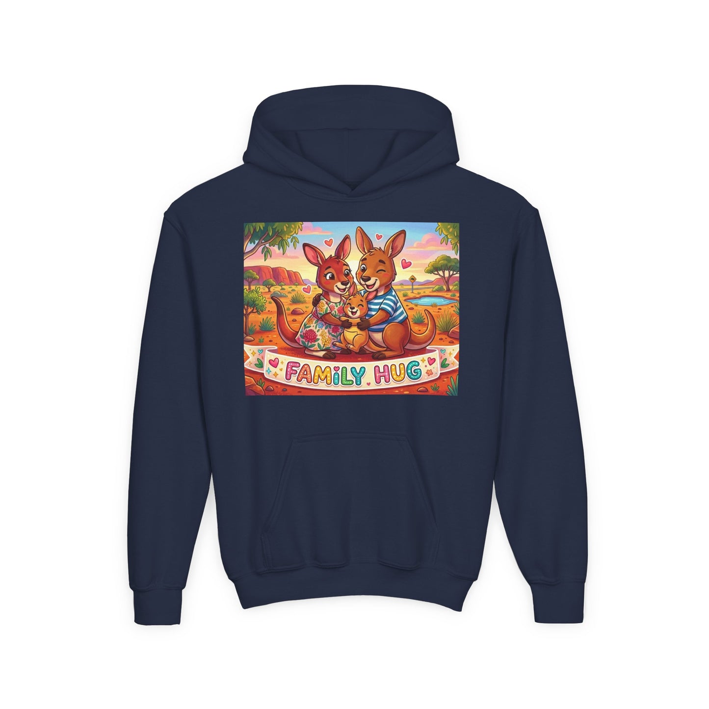 Family Hug Kangaroo Youth Heavy Blend Hooded Sweatshirt