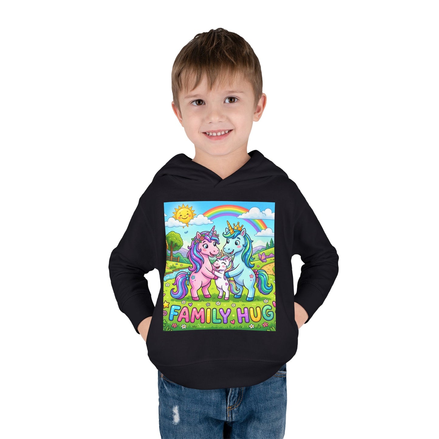 Family Hug Unicorn Toddler Pullover Fleece Hoodie