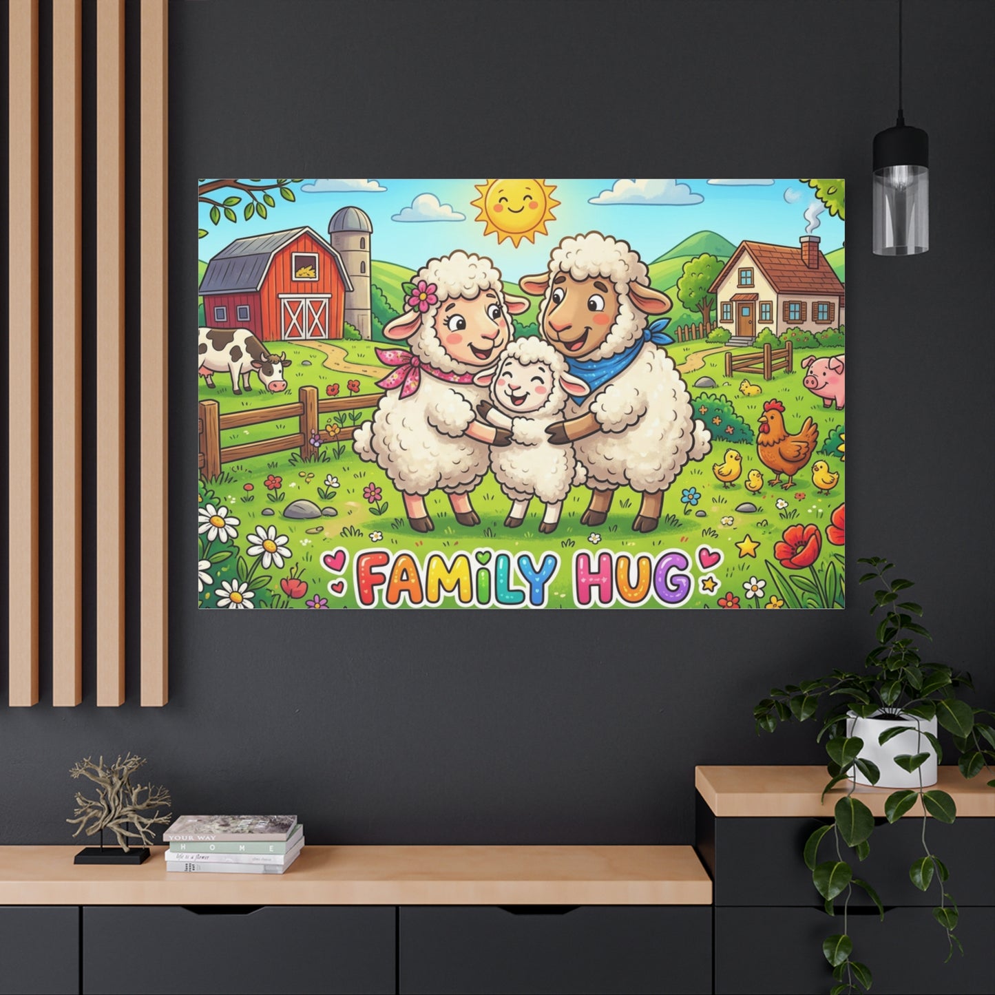 Family Hug Lamb Classic Canvas