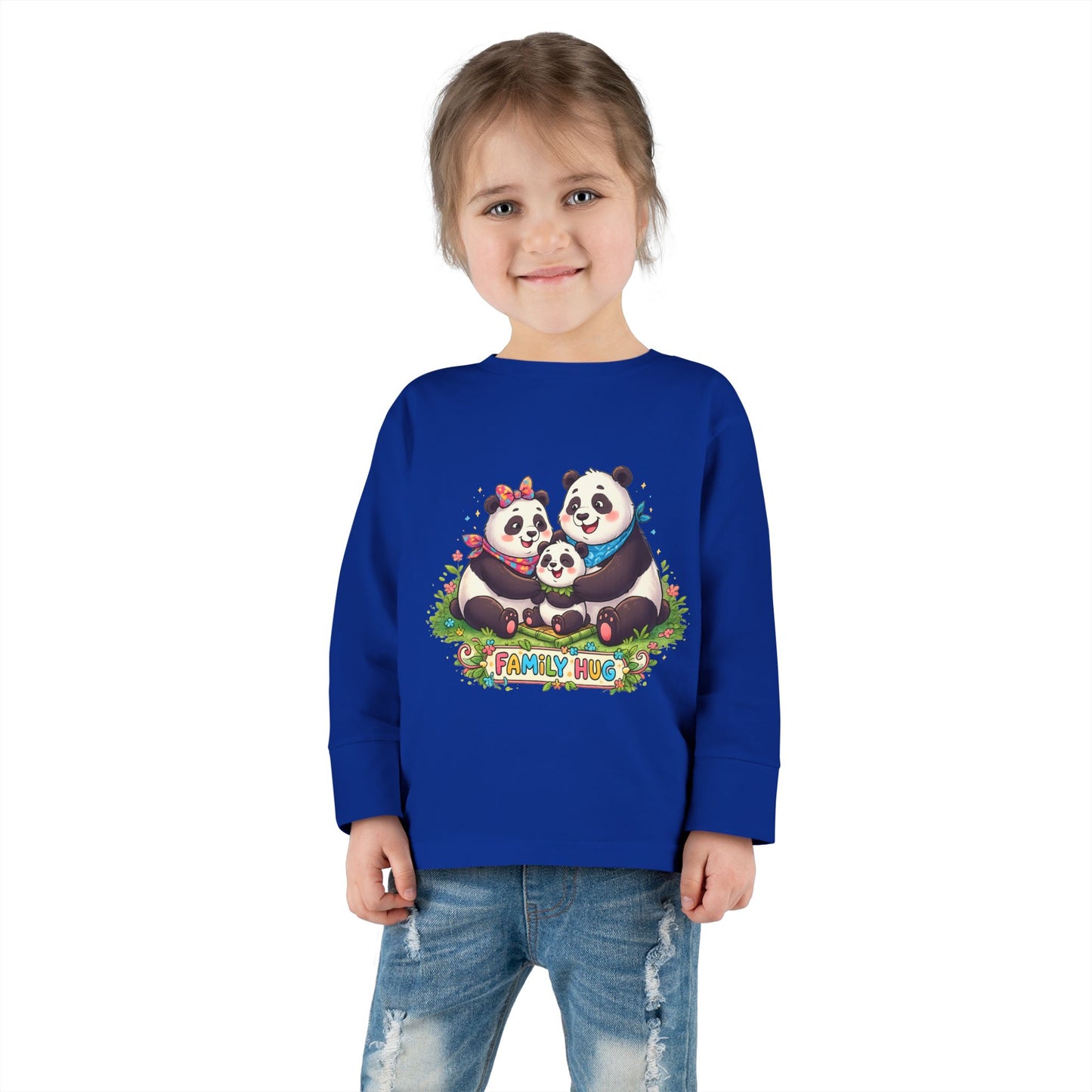 Family Hug Panda Toddler Long Sleeve Tee