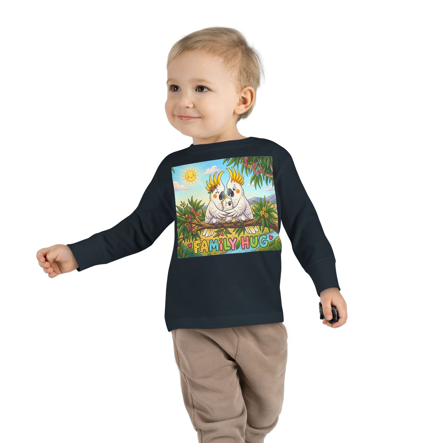 Family Hug Cockatoo Toddler Long Sleeve Tee