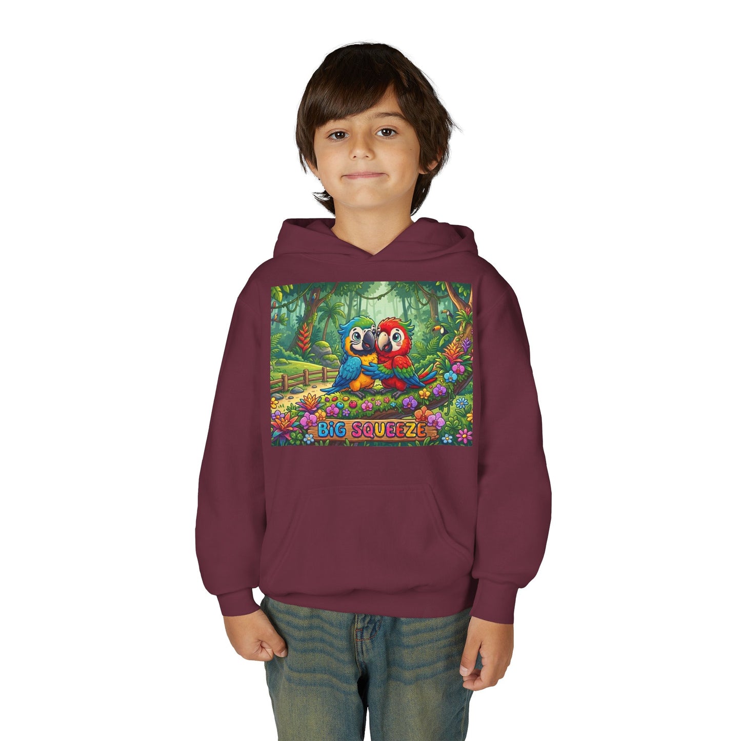 Big Squeeze Macaw Youth Heavy Blend Hooded Sweatshirt