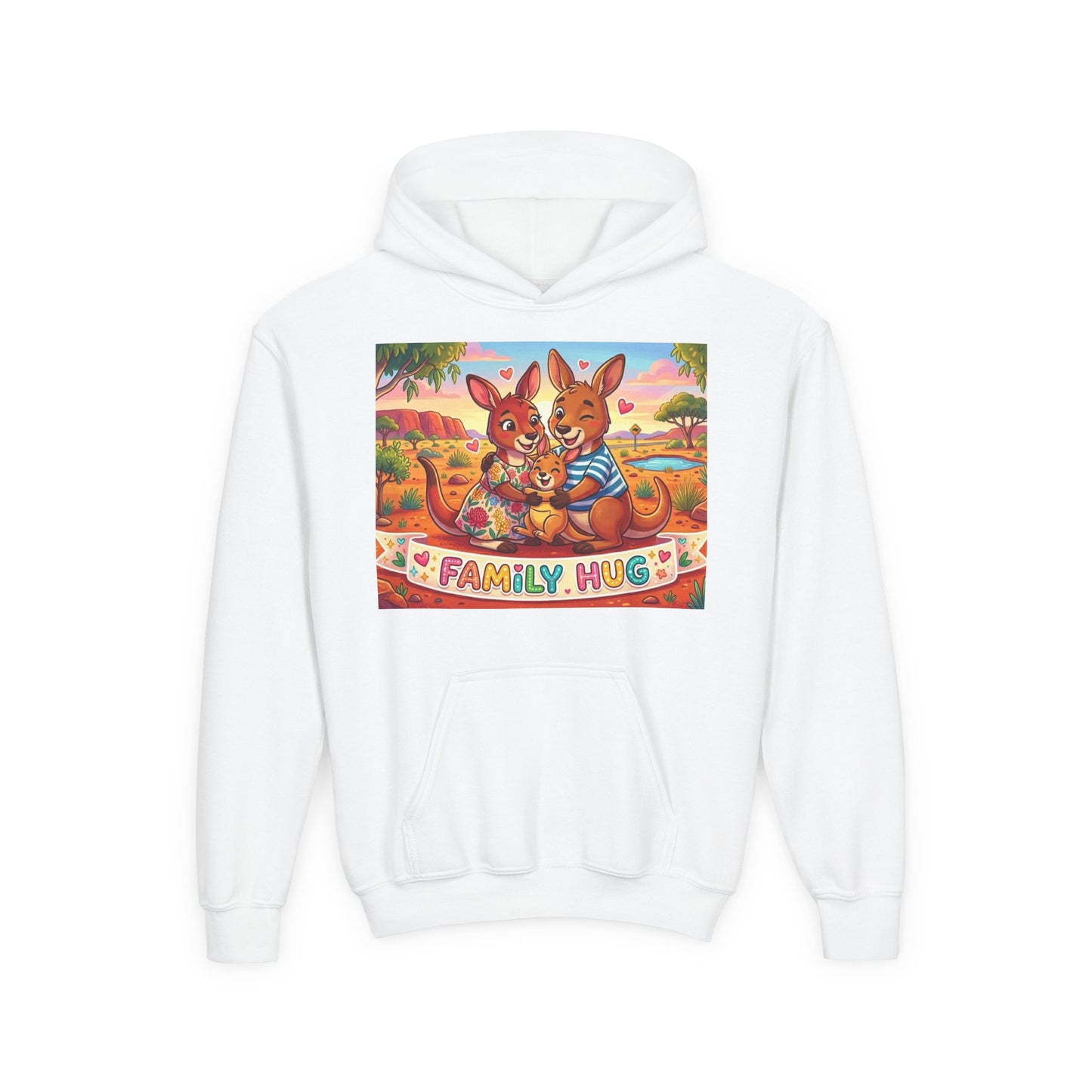 Family Hug Kangaroo Youth Heavy Blend Hooded Sweatshirt