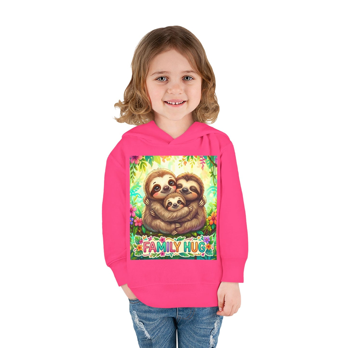 Family Hug Sloth Toddler Pullover Fleece Hoodie