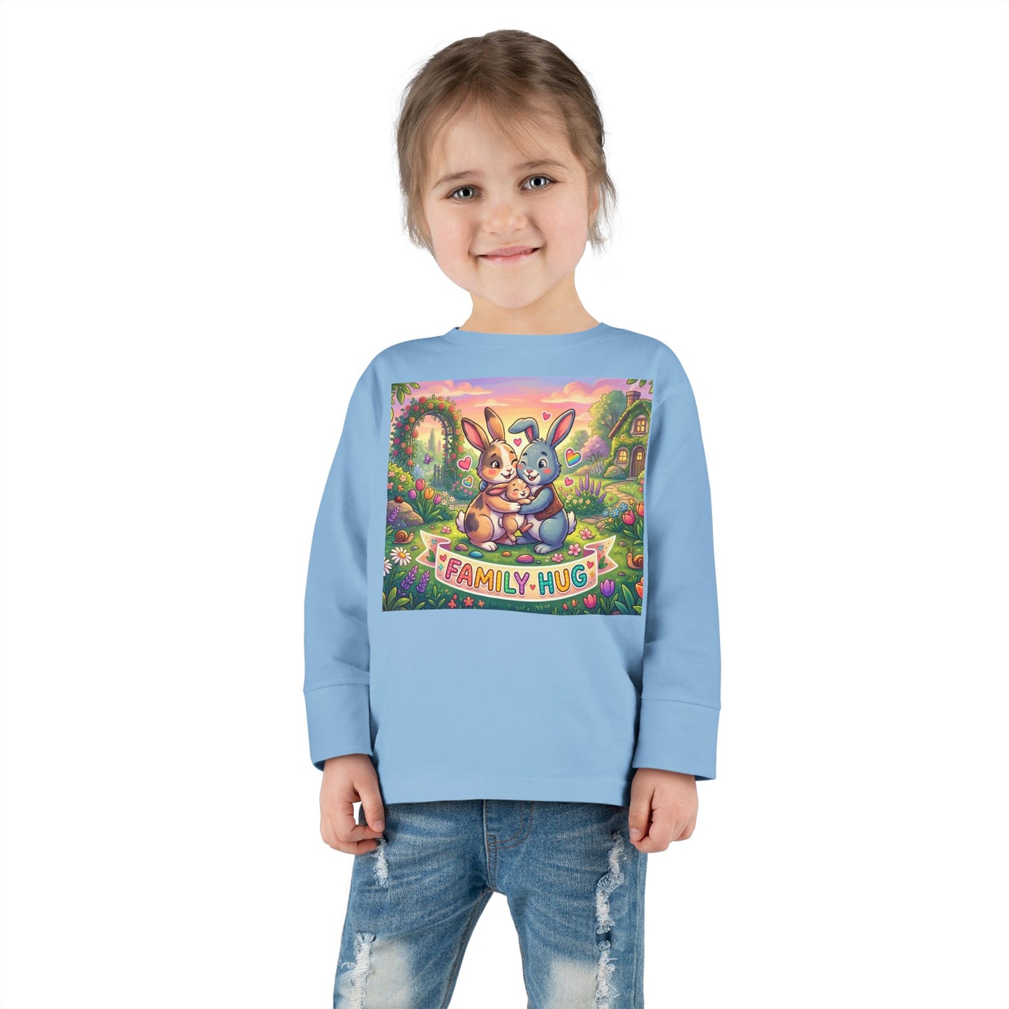Family Hug Bunny Toddler Long Sleeve Tee