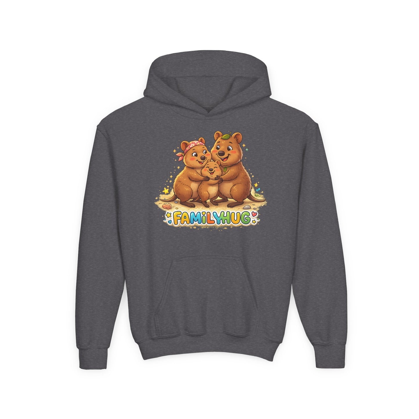 Family Hug Quokka Youth Heavy Blend Hooded Sweatshirt