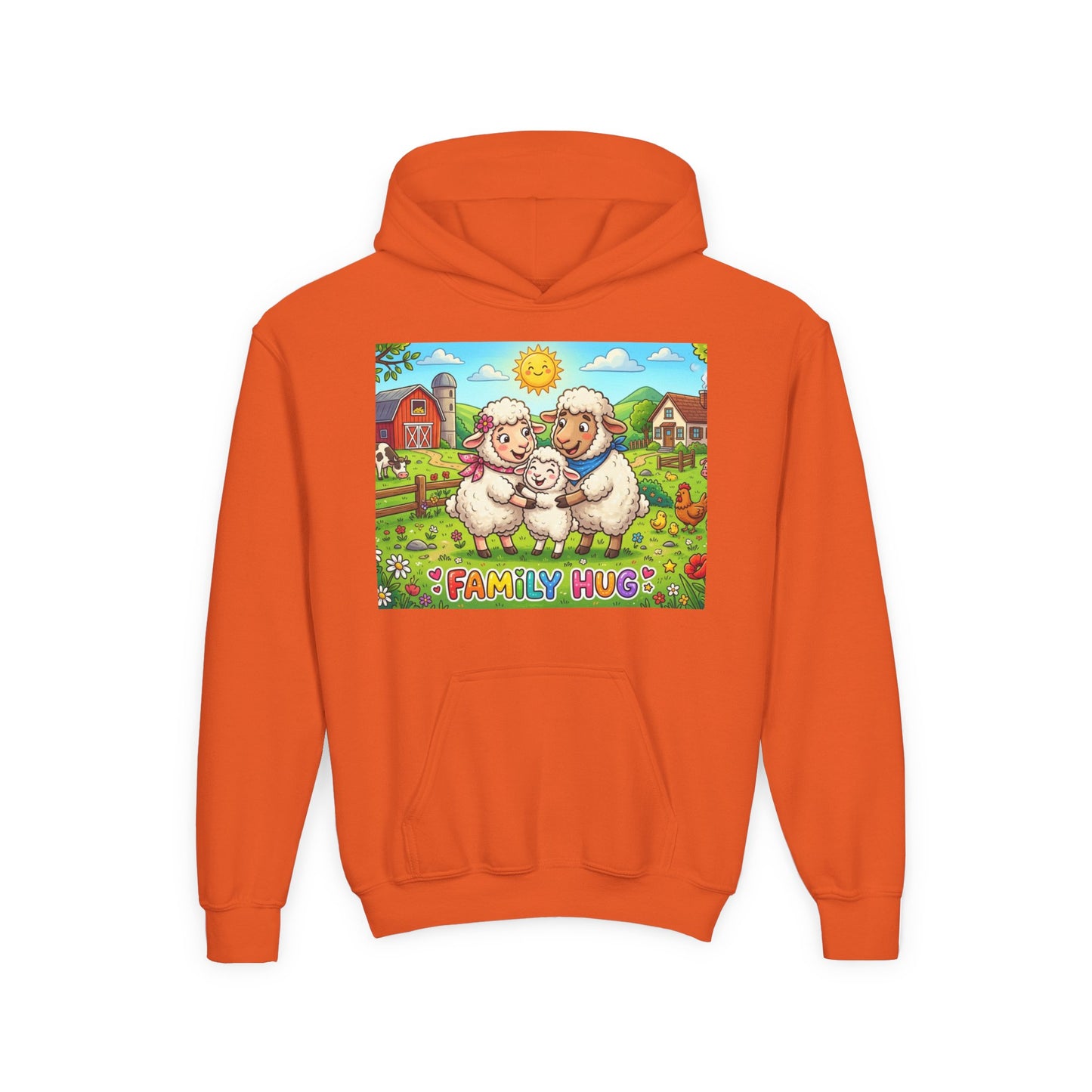 Family Hug Lamb Youth Heavy Blend Hooded Sweatshirt