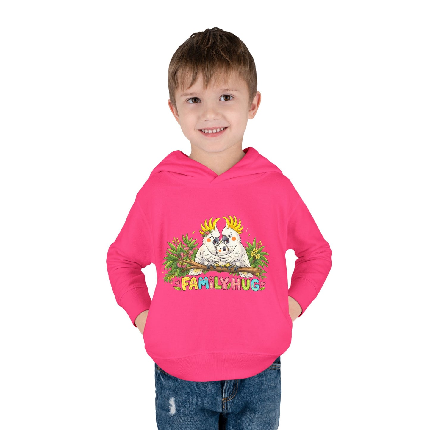 Family Hug Cockatoo Toddler Pullover Fleece Hoodie