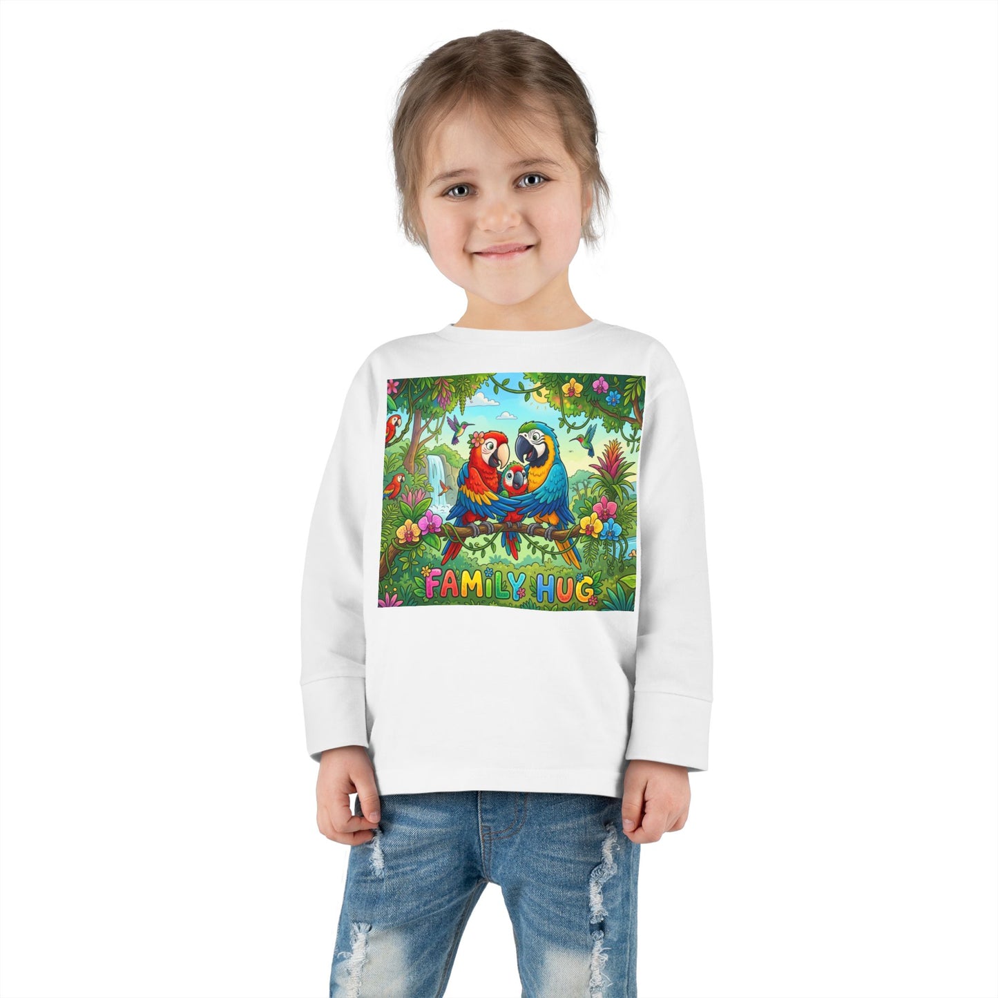 Family Hug Macaw Toddler Long Sleeve Tee
