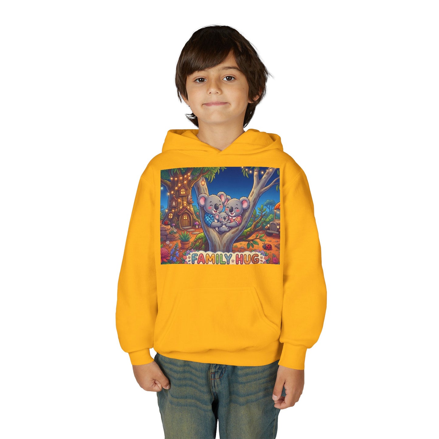 Family Hug Koala Youth Heavy Blend Hooded Sweatshirt