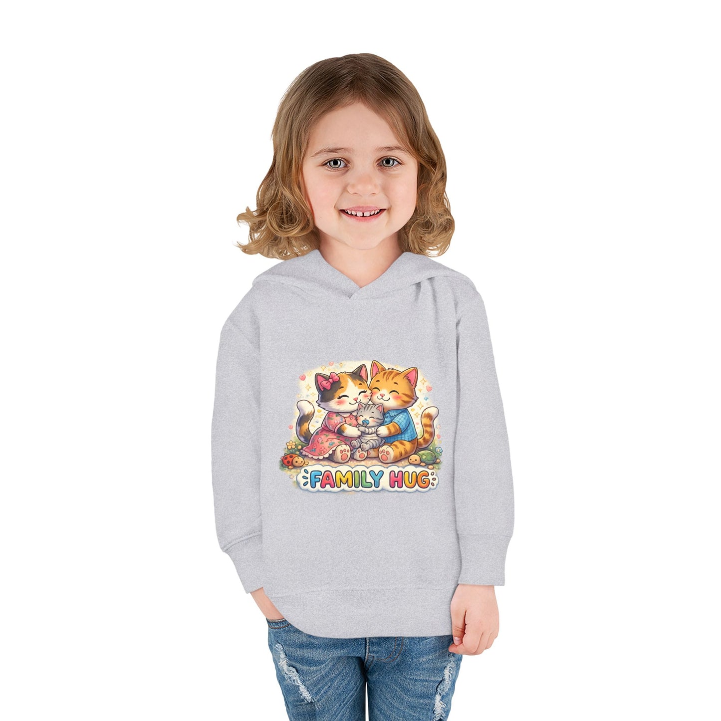 Family Hug Kitten Toddler Pullover Fleece Hoodie