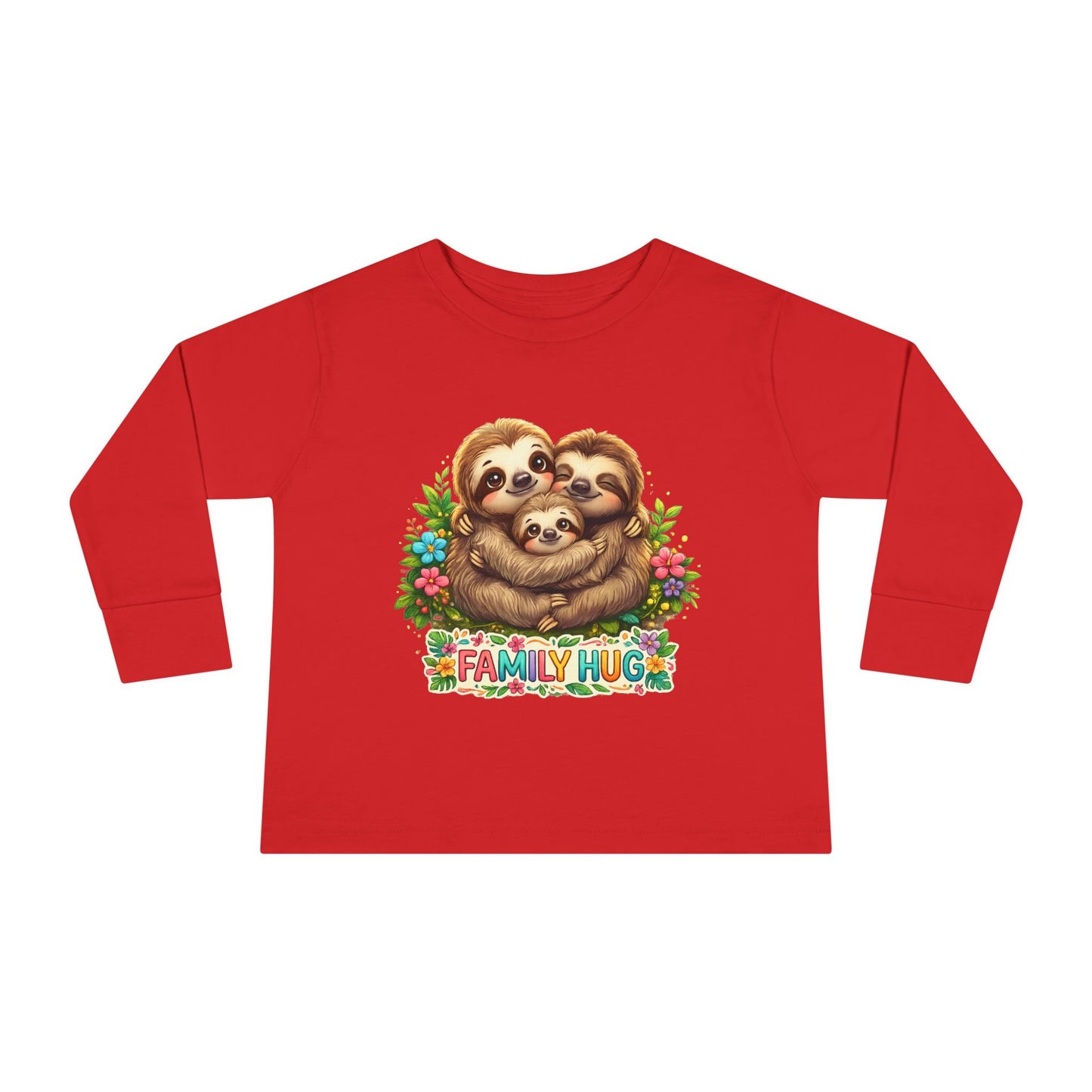 Family Hug Sloth Toddler Long Sleeve Tee