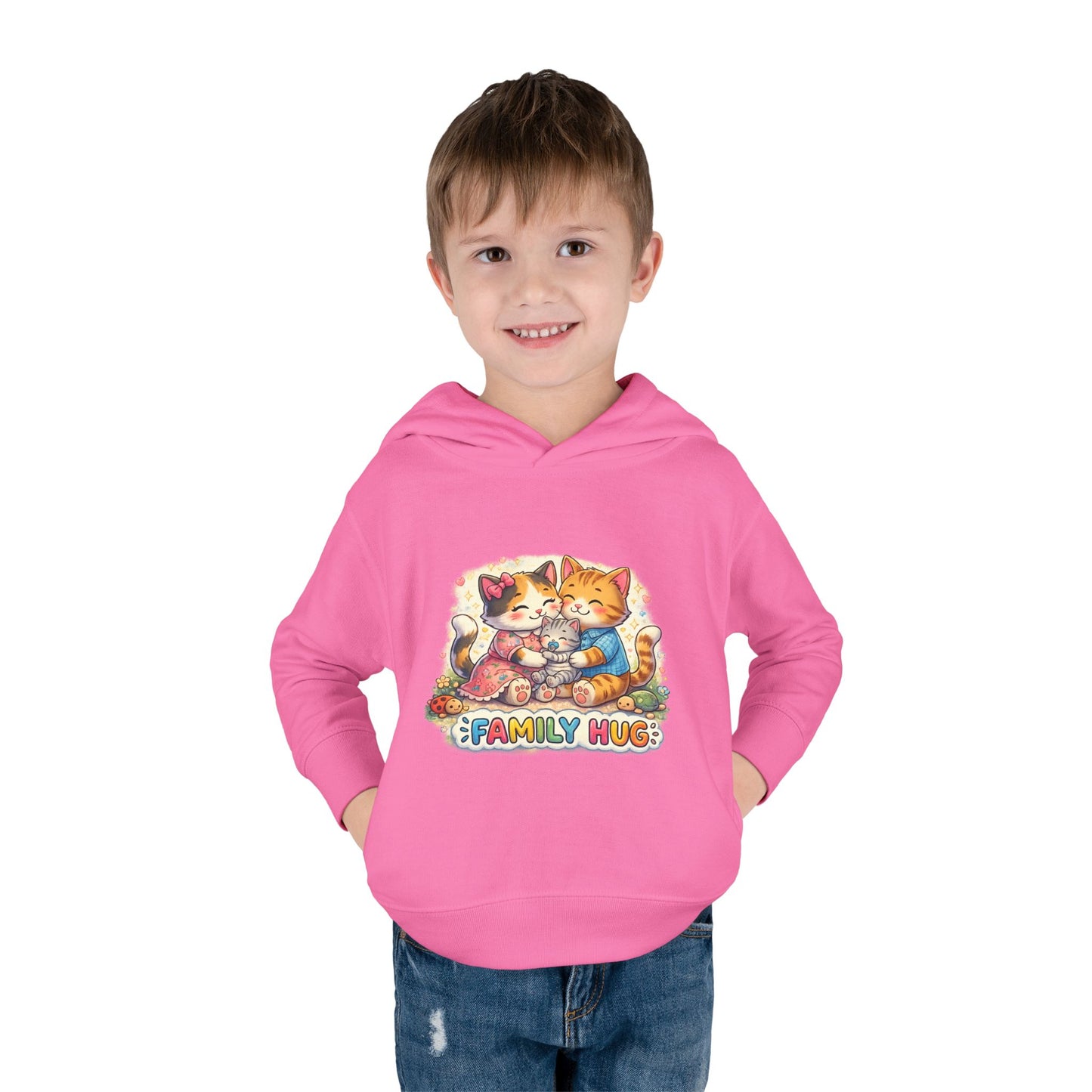 Family Hug Kitten Toddler Pullover Fleece Hoodie