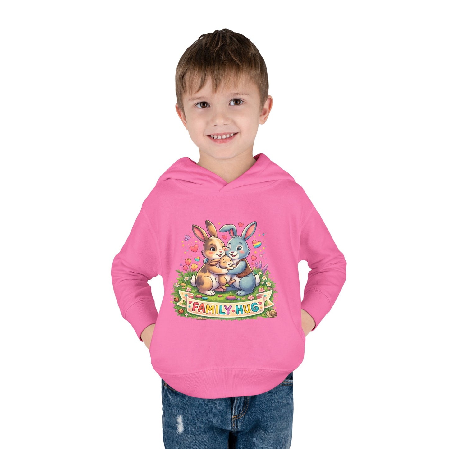 Family Hug Bunny Toddler Pullover Fleece Hoodie