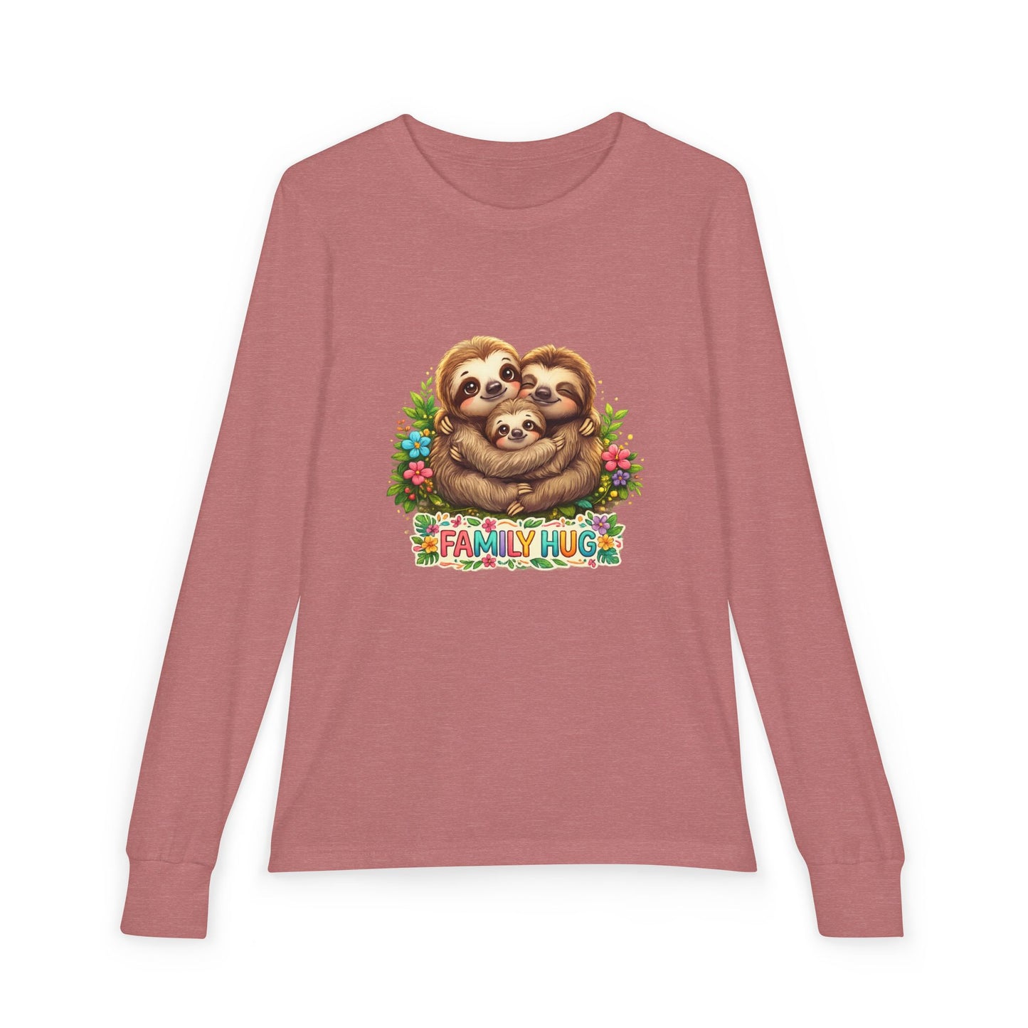 Family Hug Sloth Youth Jersey Long Sleeve Tee