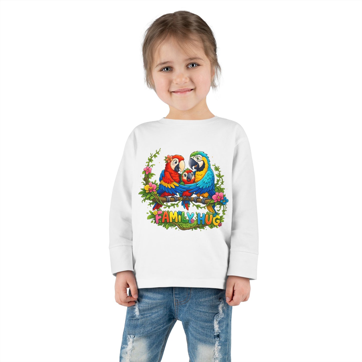 Family Hug Macaw Toddler Long Sleeve Tee