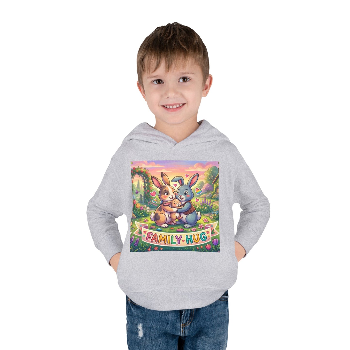 Family Hug Bunny Toddler Pullover Fleece Hoodie