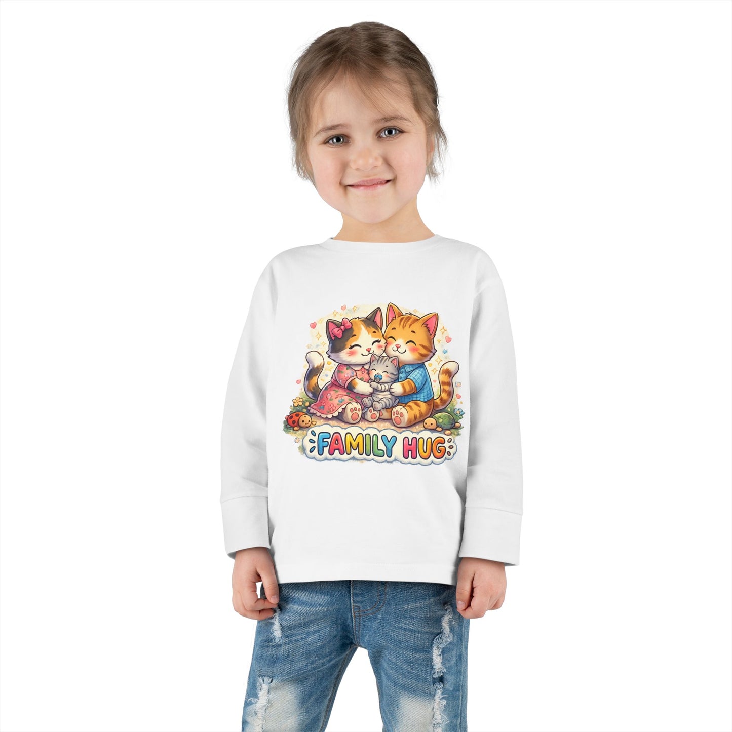 Family Hug Kitten Toddler Long Sleeve Tee