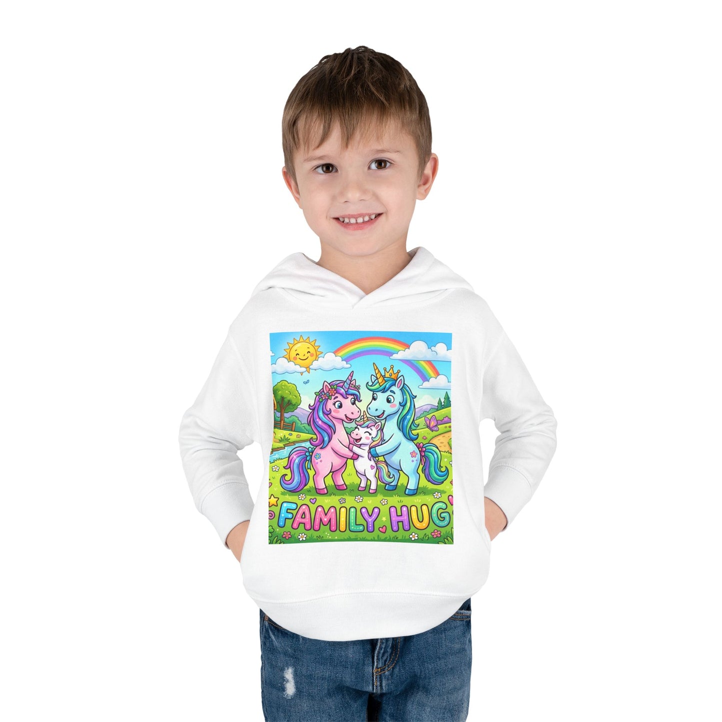 Family Hug Unicorn Toddler Pullover Fleece Hoodie