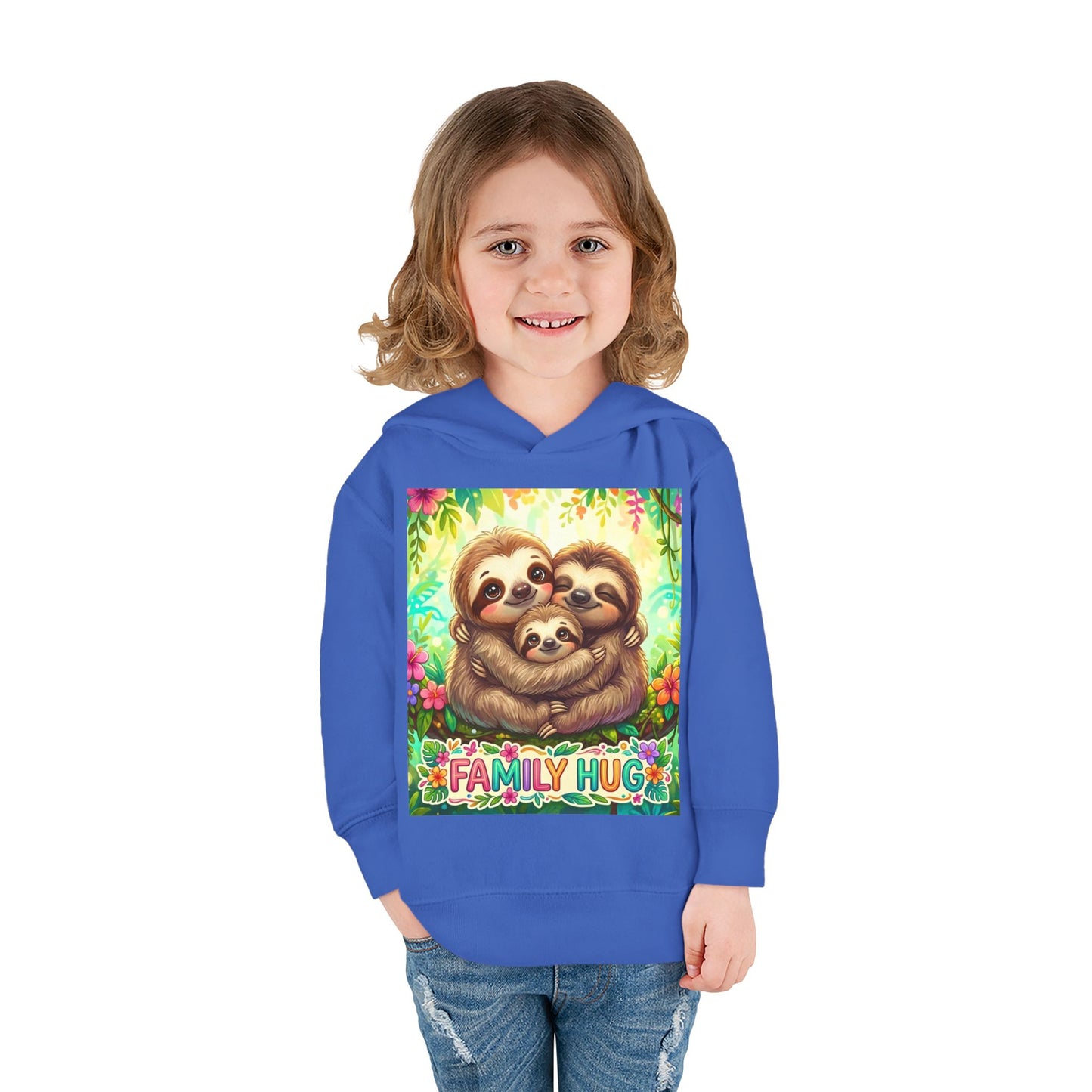 Family Hug Sloth Toddler Pullover Fleece Hoodie