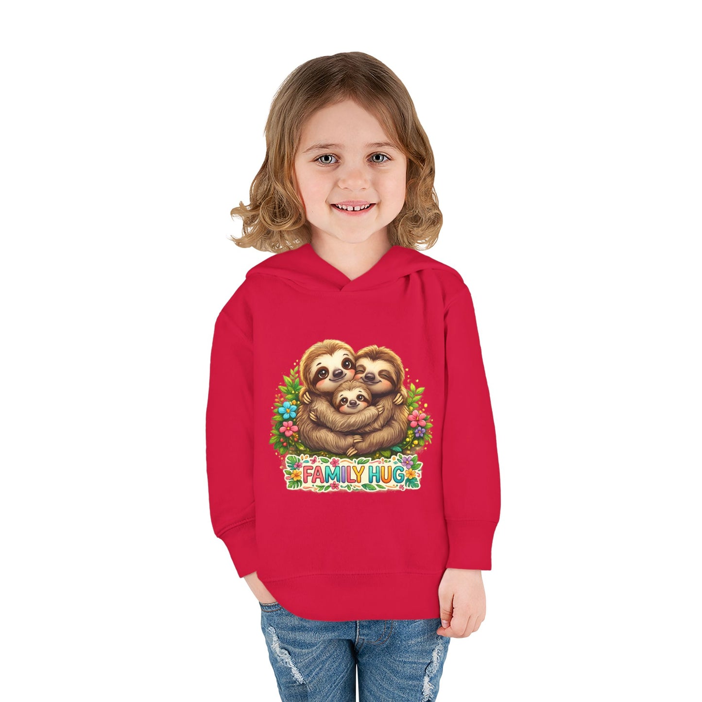 Family Hug Sloth Toddler Pullover Fleece Hoodie