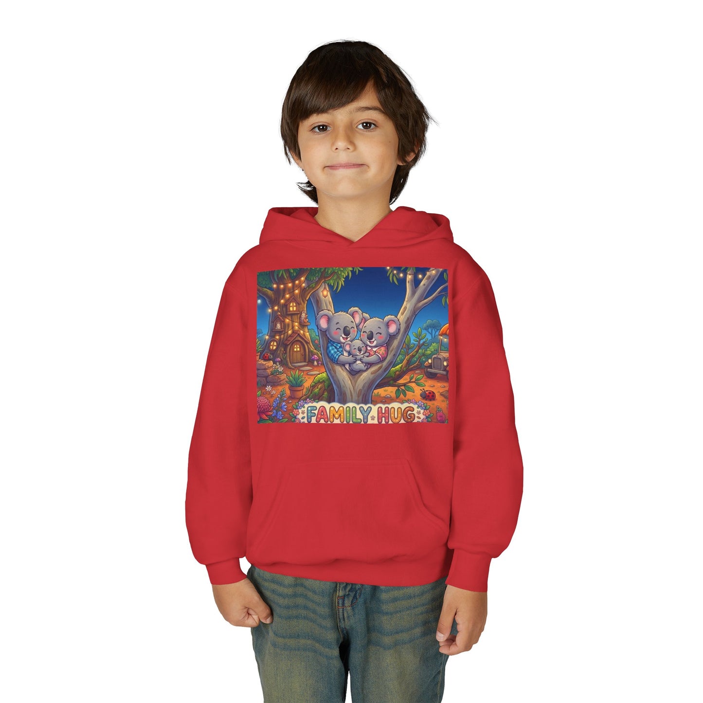 Family Hug Koala Youth Heavy Blend Hooded Sweatshirt